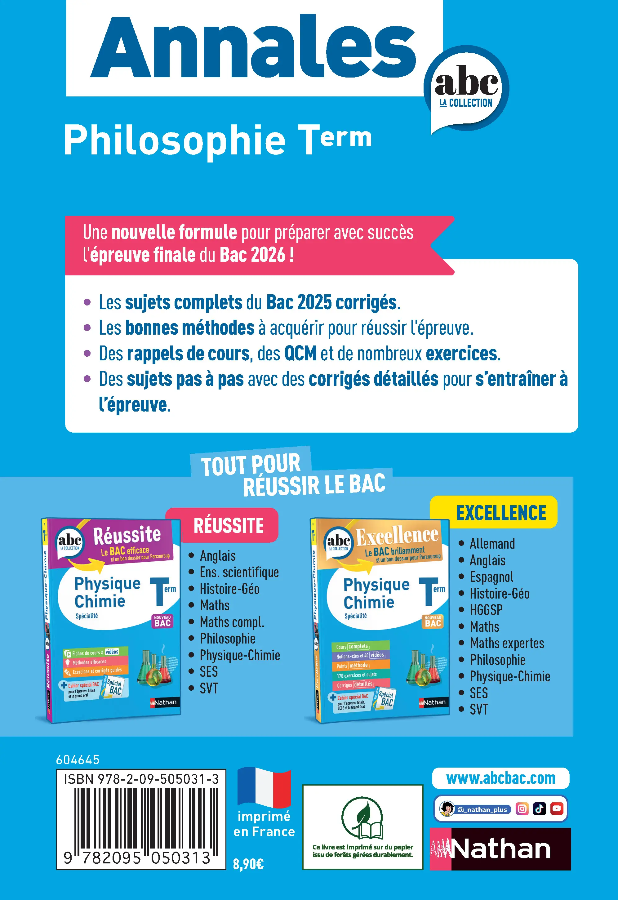 Annales ABC du BAC 2026 - Philosophie Tle - Sujets et corrigés - Enseignement commun Terminale - Epreuve finale Bac 2026 - Livre parascolaire - 9782095050313 - page intérieure plat 4