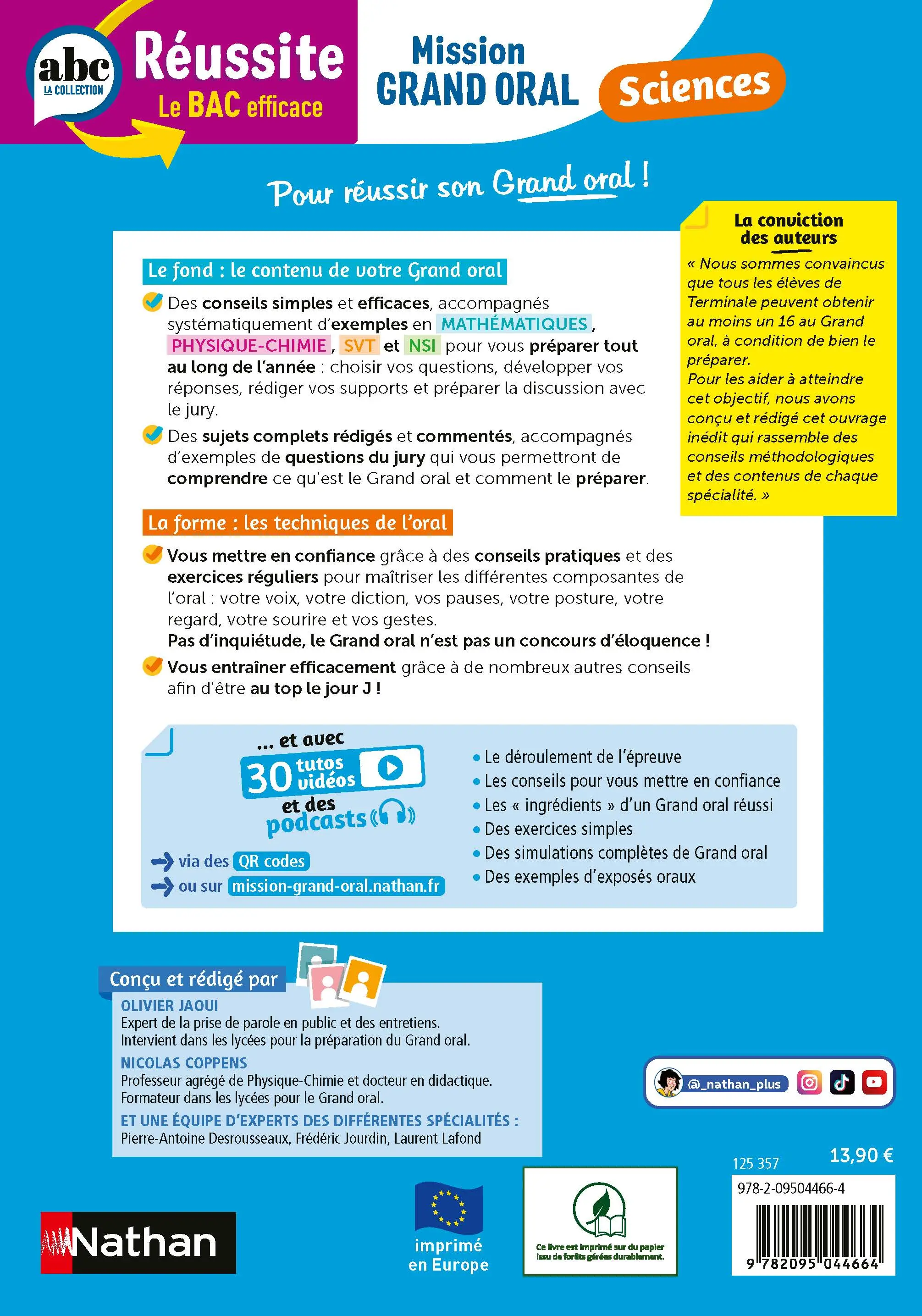 Mission Grand oral - Sciences - ABC Réussite - Spécialités de Terminale - Maths , Physique-Chimie, SVT, NSI - Bac 2027 - Epreuve finale Tle Grand oral - EPUB - Livre de cours, méthode et exercices - 9782095050429 - page intérieure plat 4