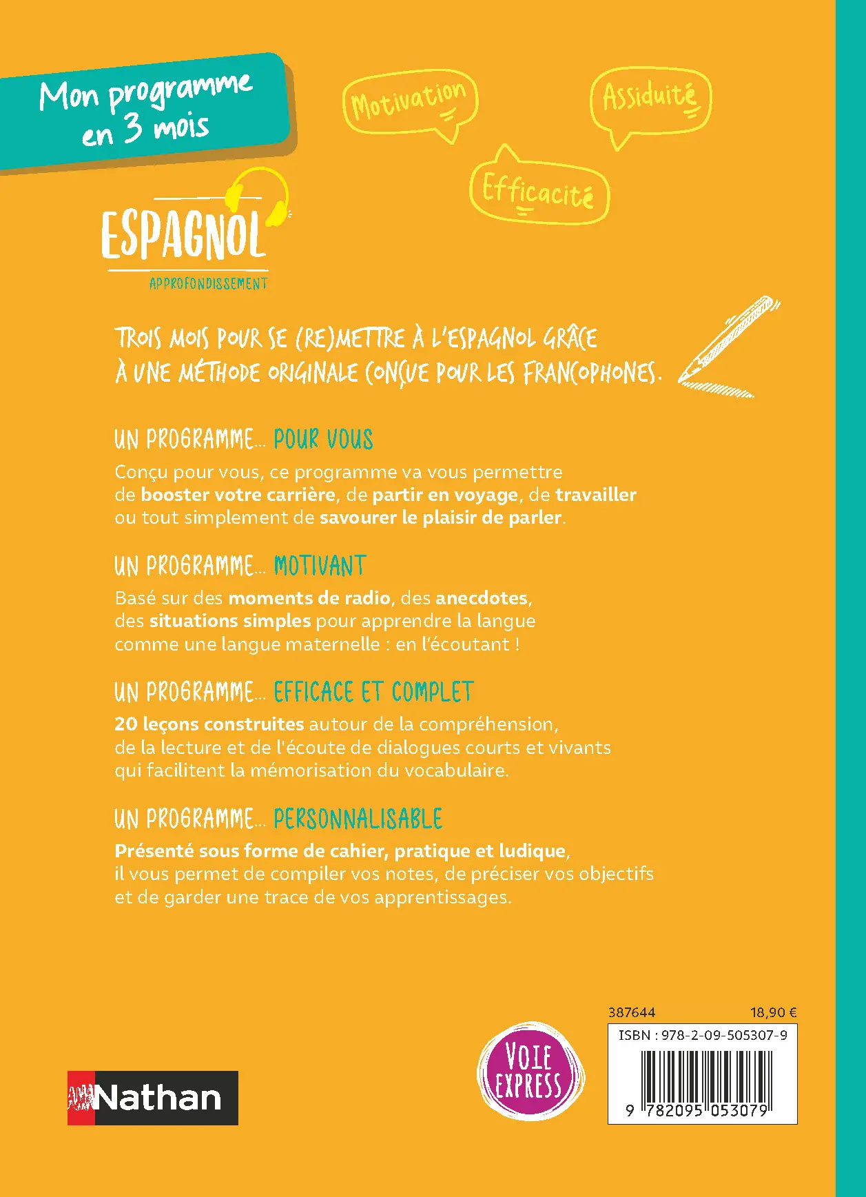 Mon Programme en 3 mois - Guide d'apprentissage de l'Espagnol - Approfondissement - Méthode interactive avec Audio - Livre de cours, méthode et exercices - 9782095053079 - page intérieure plat 4