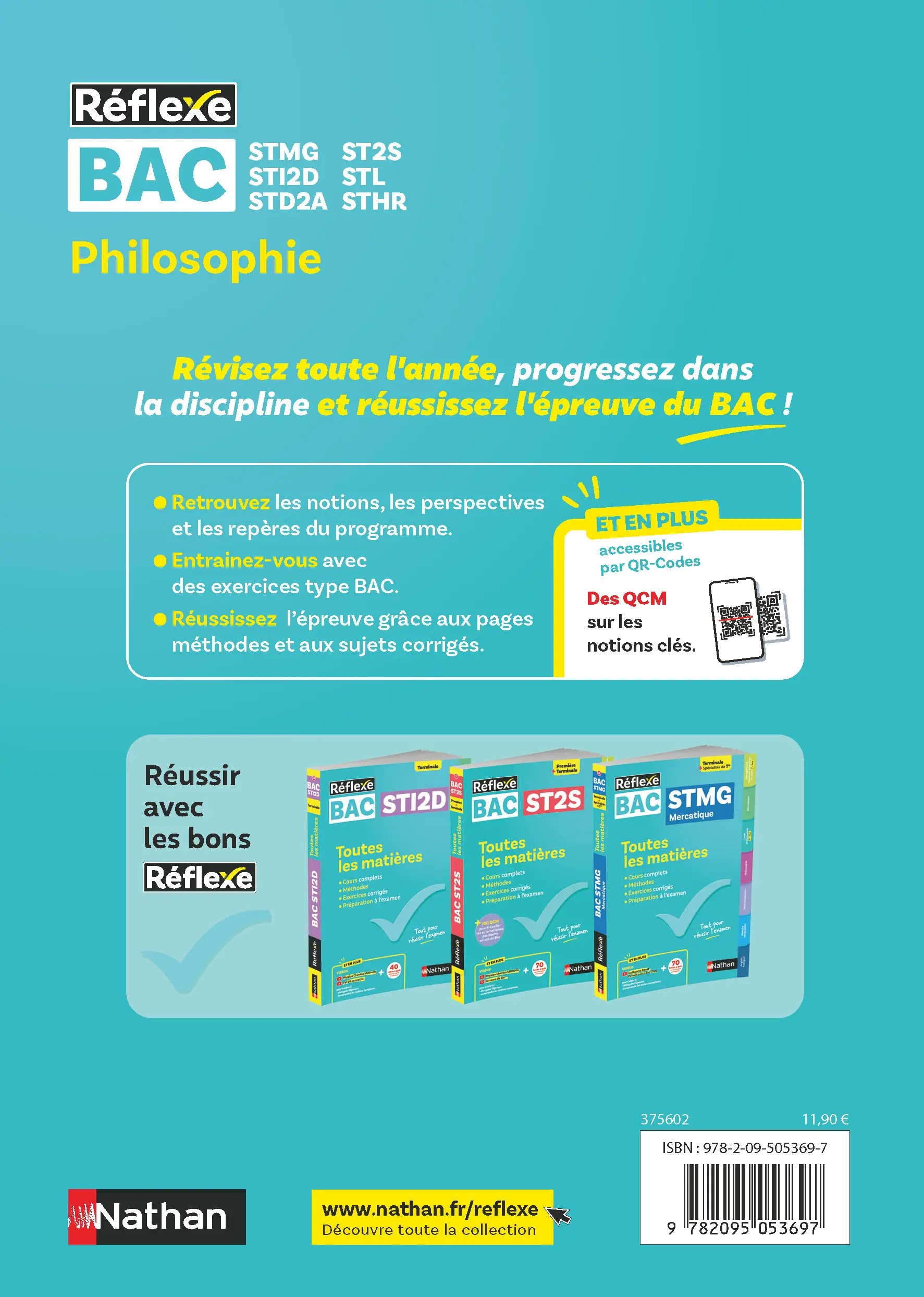 Philosophie Terminale - Bac Techno toutes spécialités - Manuel de Révision avec Exercices Type BAC | Méthodes & Entraînements Corrigés - Réflexe  -  - 9782095053697 - page intérieure plat 4