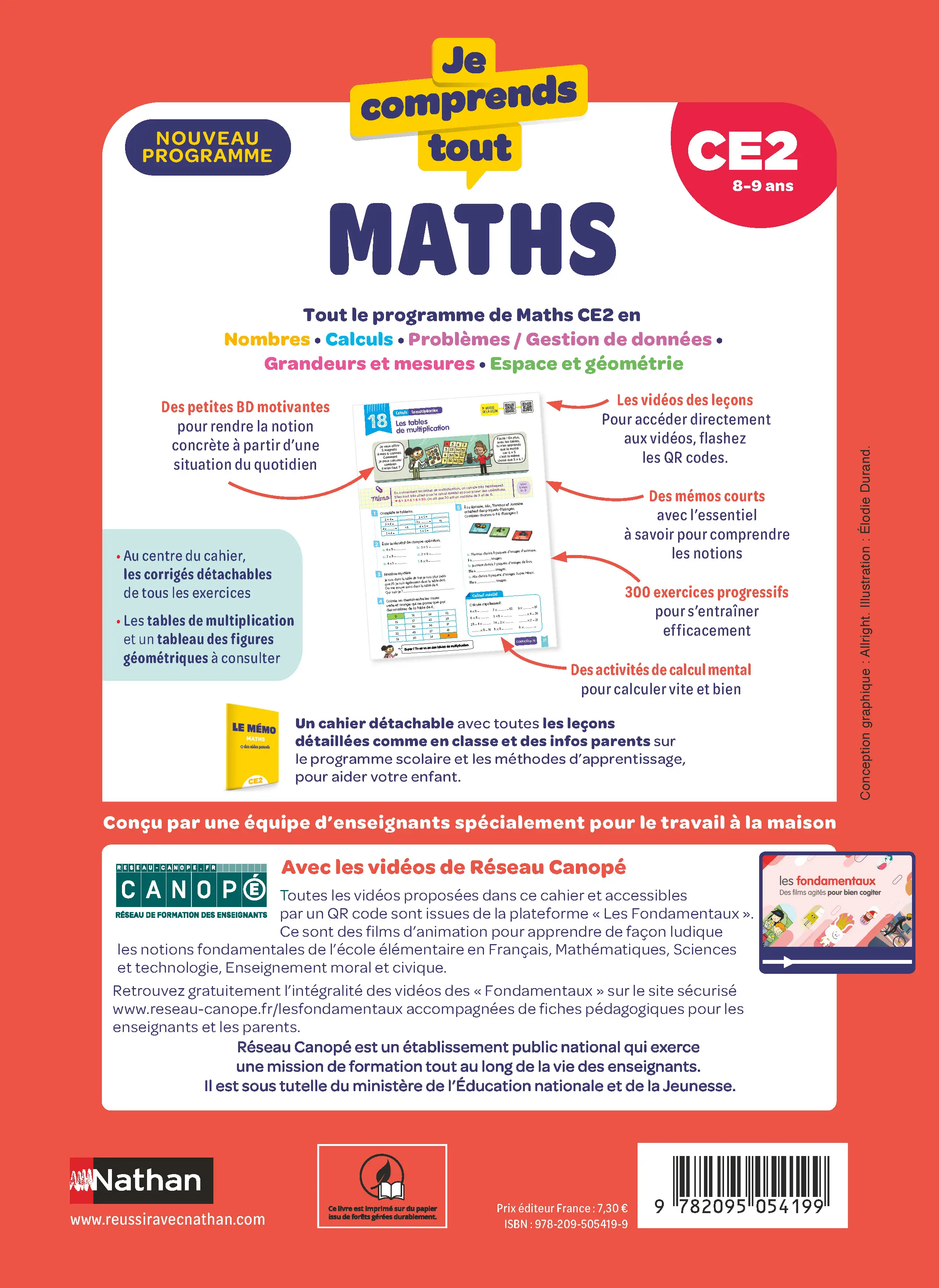Je comprends tout - Maths CE2 8-9 ans - Cahier d'exercices complet avec 300 exercices et tables de multiplication - Tout-en-un - 9782095054199 - page intérieure plat 4