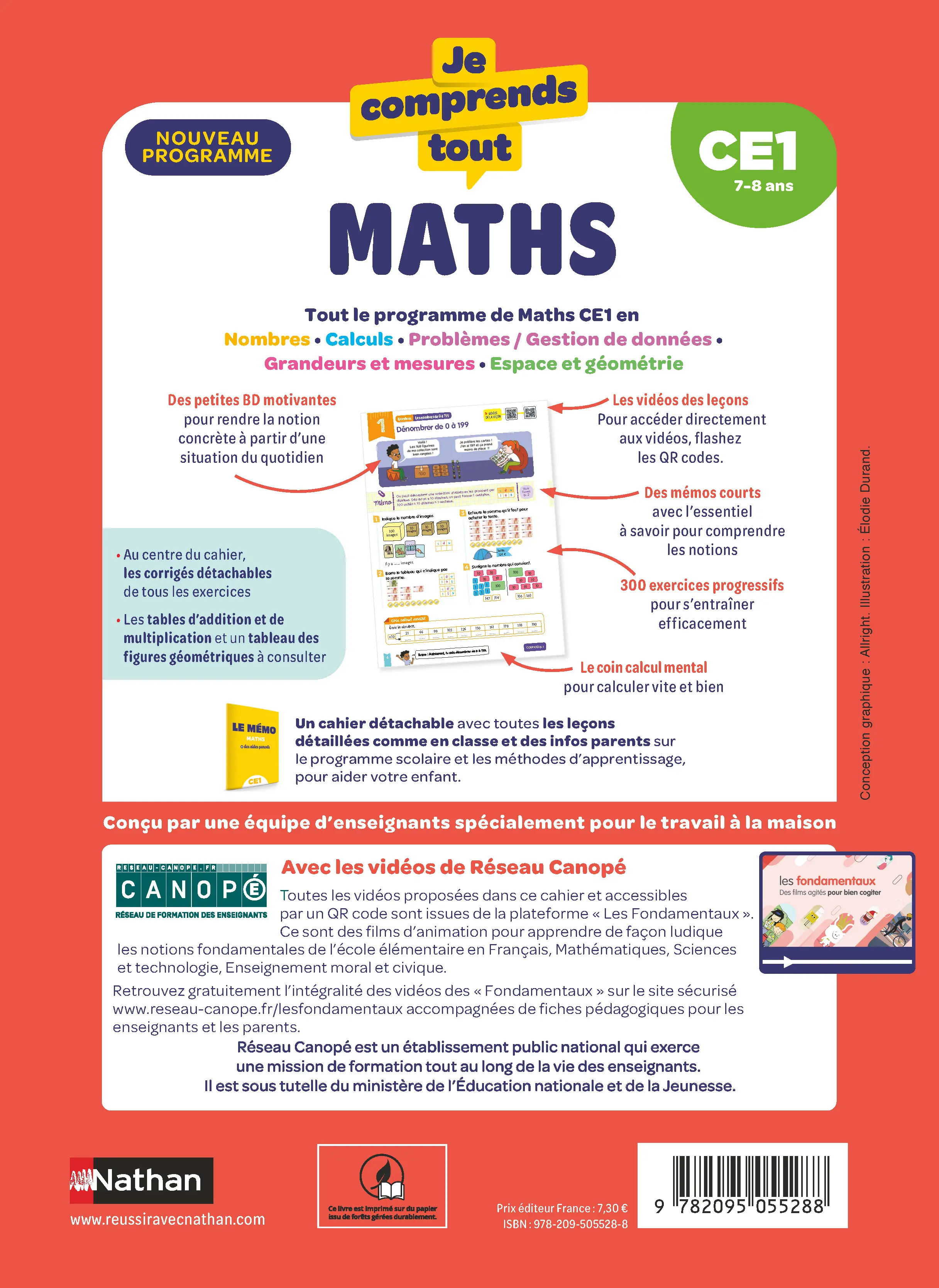 Je comprends tout - Maths CE1 7-8 ans - Cahier d'exercices complet avec 300 exercices et tables de multiplication - Tout-en-un - 9782095055288 - page intérieure plat 4
