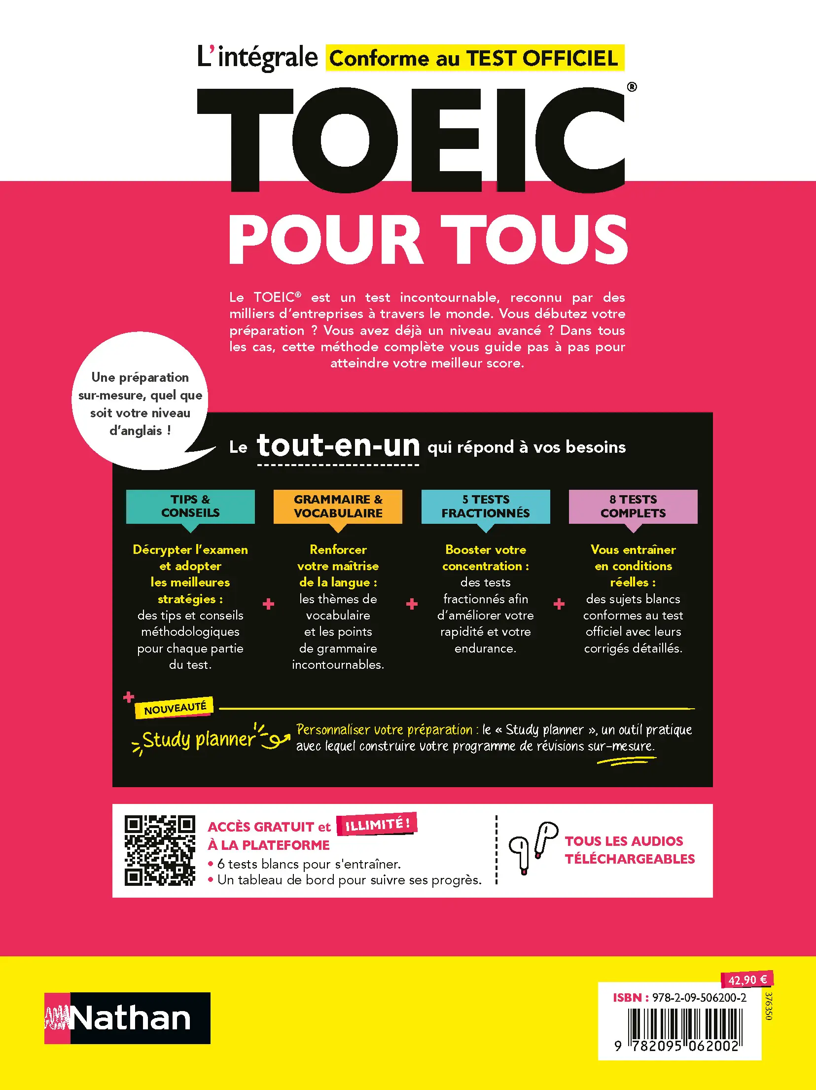 L'intégrale TOEIC® pour tous - Méthode idéale de préparation au test officiel avec 8 tests complets, grammaire vocabulaire et plateforme en ligne (conforme au nouveau test TOEIC) - Livre parascolaire - 9782095062002 - page intérieure plat 4