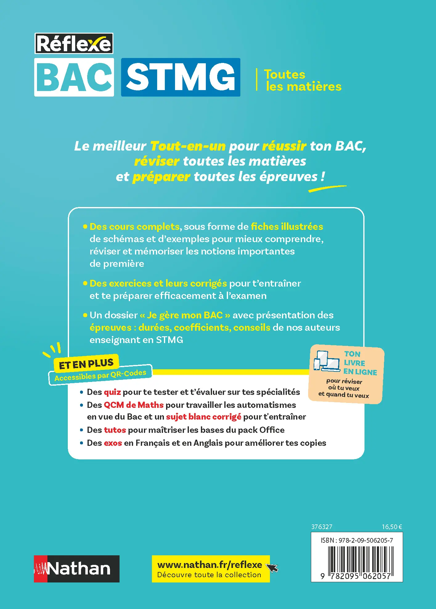 Bac STMG - Toutes les matières - Première STMG - Réflexe - 2026-2027 - Livre parascolaire - 9782095062057 - page intérieure plat 4
