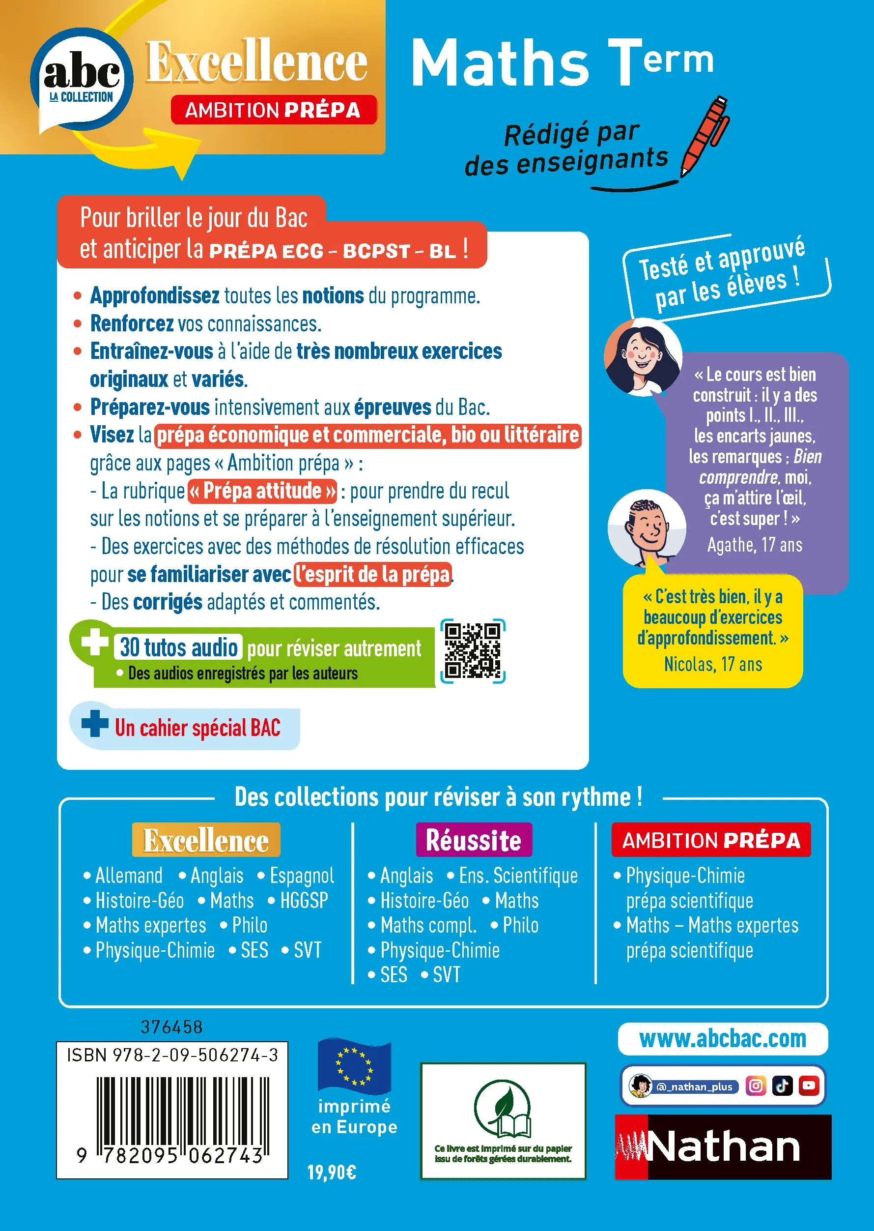 Maths Terminale - Pour viser les prépa ECG-BCPST-BL - ABC du BAC Excellence Ambition prépa - Bac 2027 - Enseignement de spécialité Tle  - Livre de cours, méthode et exercices - 9782095062743 - page intérieure plat 4