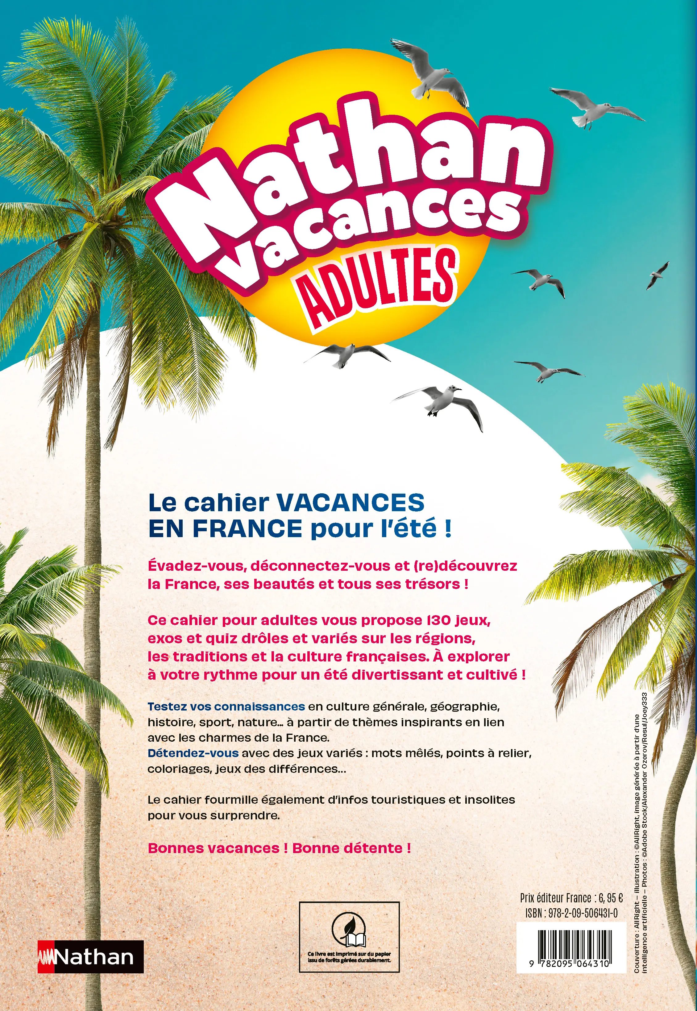 Cahier de vacances adultes 2026 - Spécial Vacances en France - 130 exos, jeux et quiz pour s'évader et se cultiver sans prendre l'avion - Cahier de vacances - 9782095064310 - page intérieure plat 4