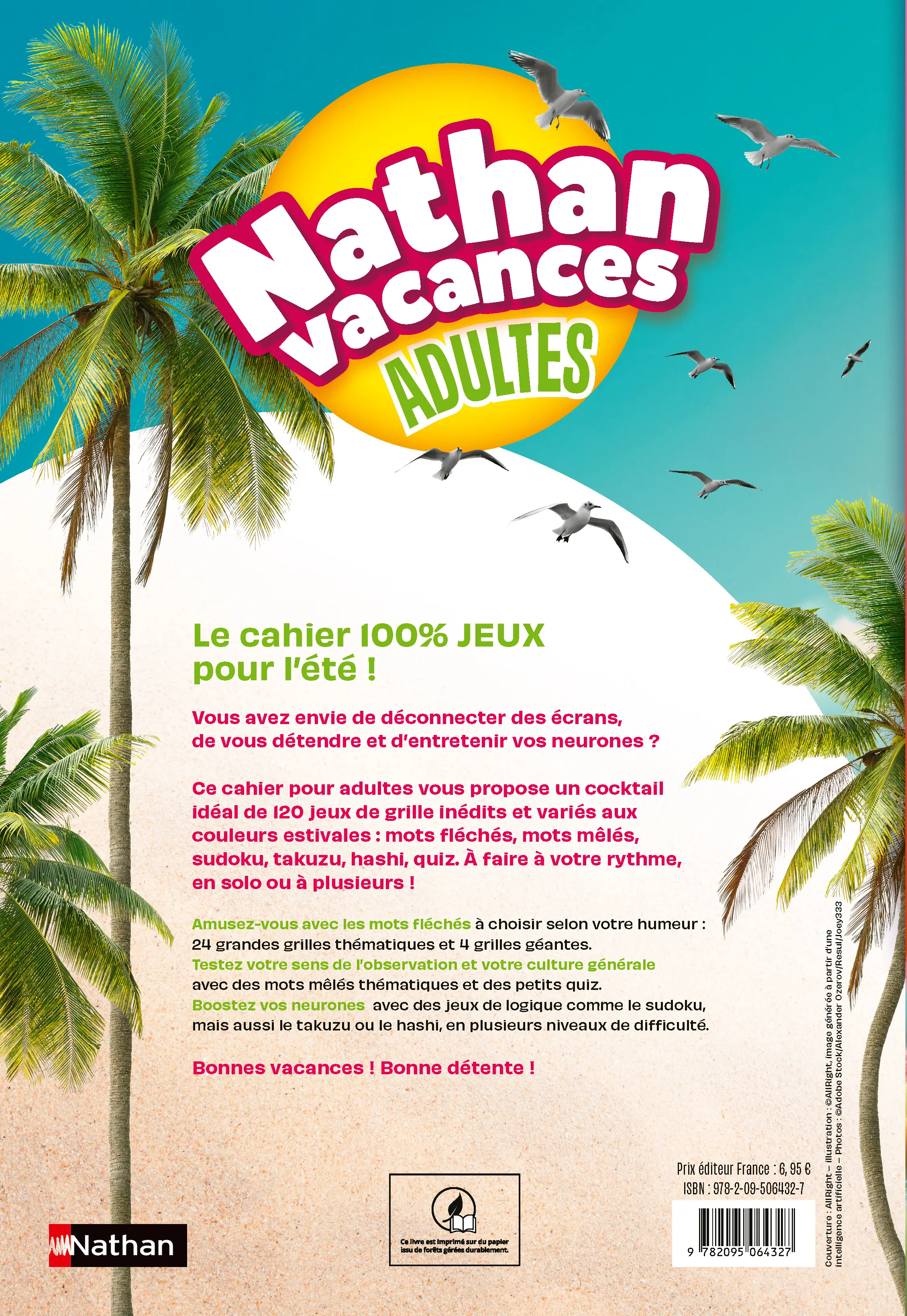 Cahier de vacances adultes 2026 - 100% JEUX - 120 jeux de grilles pour s'amuser tout l'été - Mots fléchés et logique  - Cahier de vacances - 9782095064327 - page intérieure plat 4