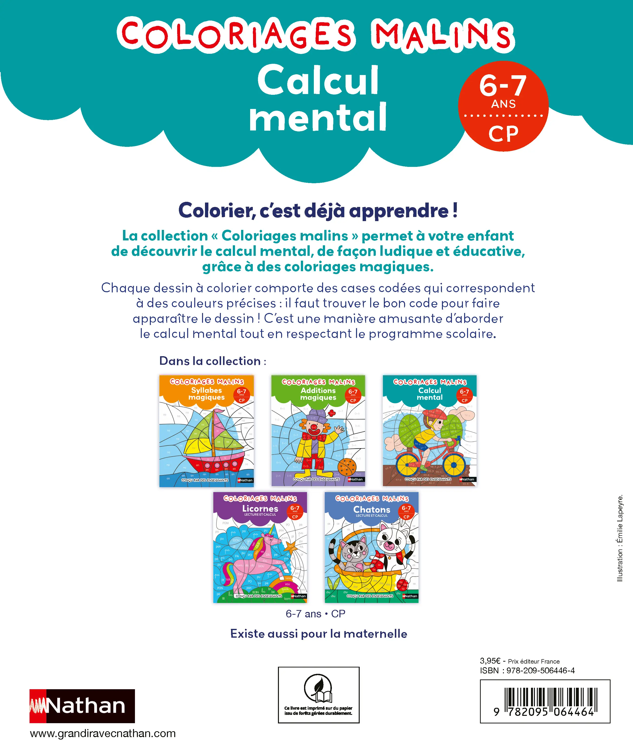 Calcul mental CP - Coloriages malins - Mathématiques 6-7 ans - Cahier d'activités - 9782095064464 - page intérieure plat 4