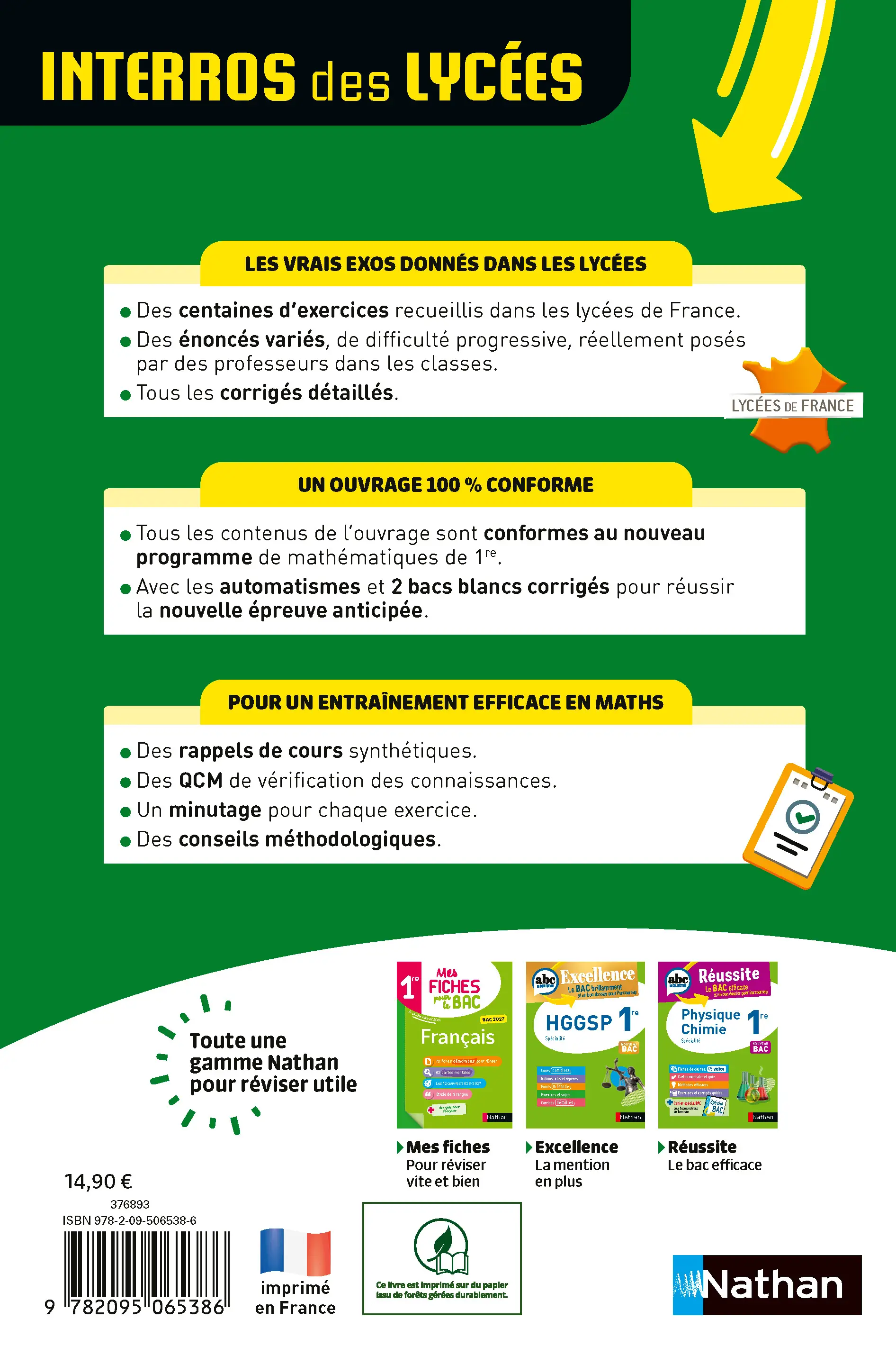 Maths Première - Tronc commun - Bac 2027 - Interros des lycées 1re - Les vrais exos du BAC - + de 100 exercices avec corrigés détaillés  - Livre de cours, méthode et exercices - 9782095065386 - page intérieure plat 4