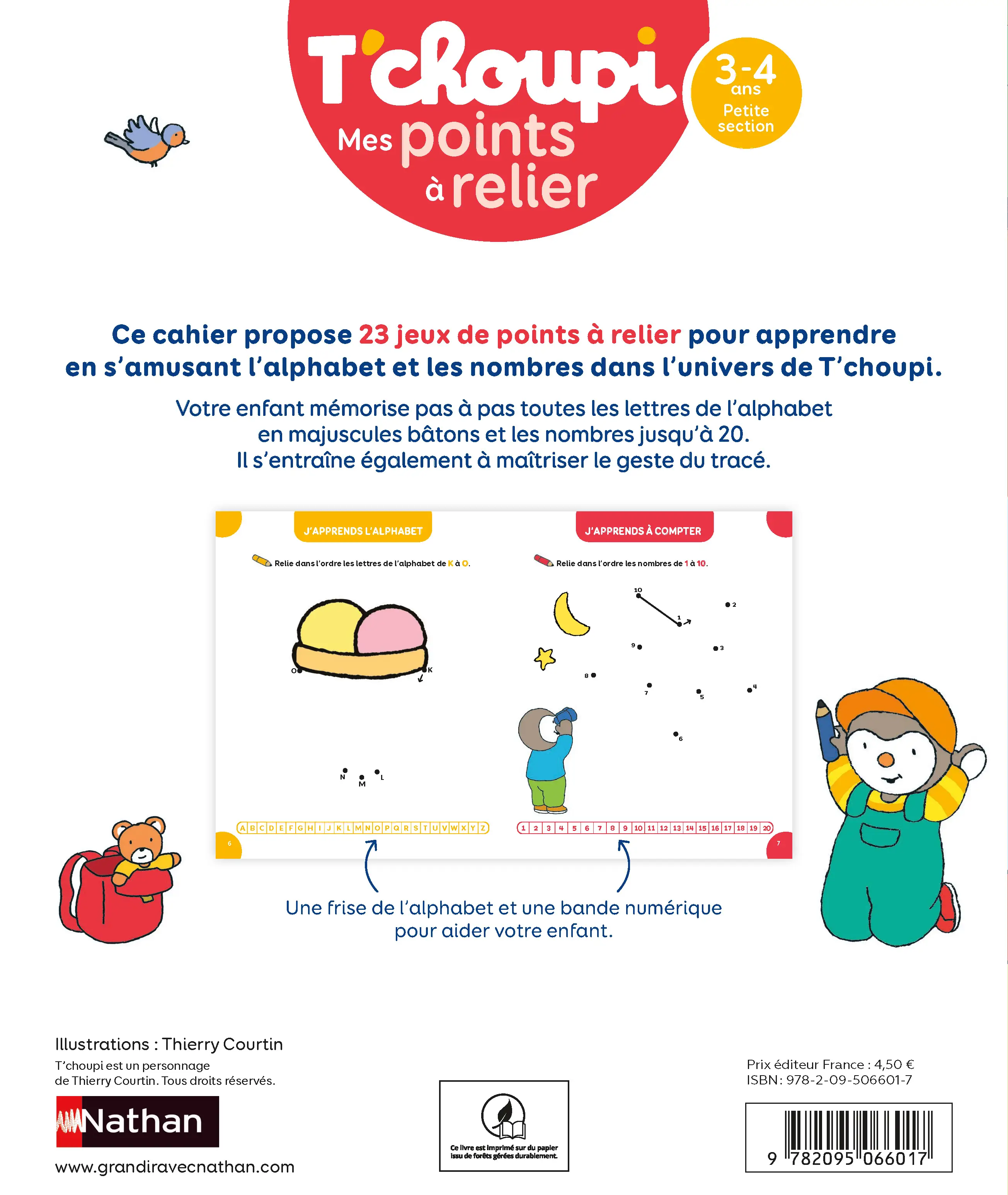 T'choupi - Mes points à relier - Lettres et nombres - Petite Section - Dès 3-4 ans  - Cahier d'activités - 9782095066017 - page intérieure plat 4