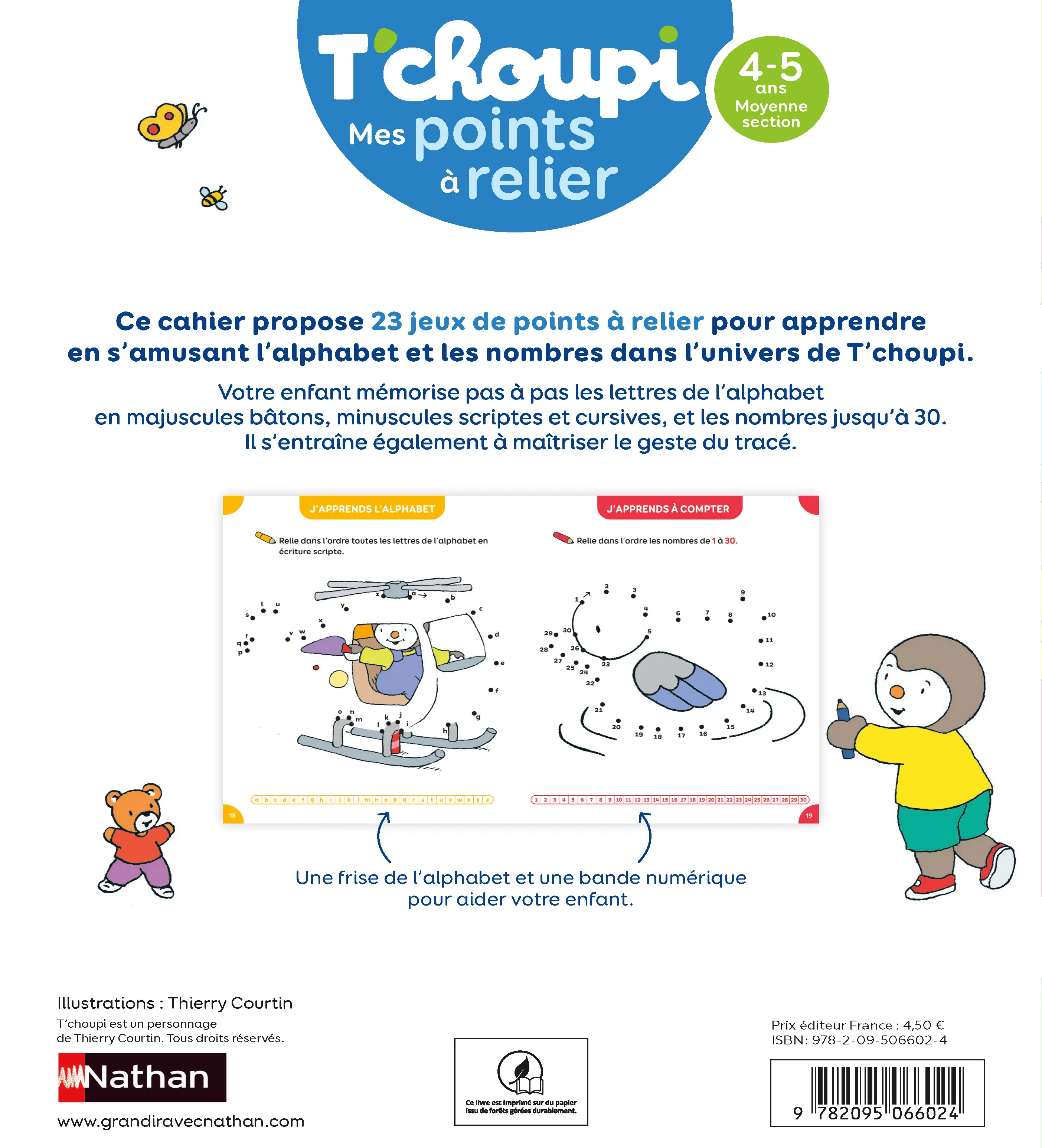 T'choupi - Mes points à relier - Lettres et nombres - Moyenne Section - Dès 4-5 ans  - Cahier d'activités - 9782095066024 - page intérieure plat 4