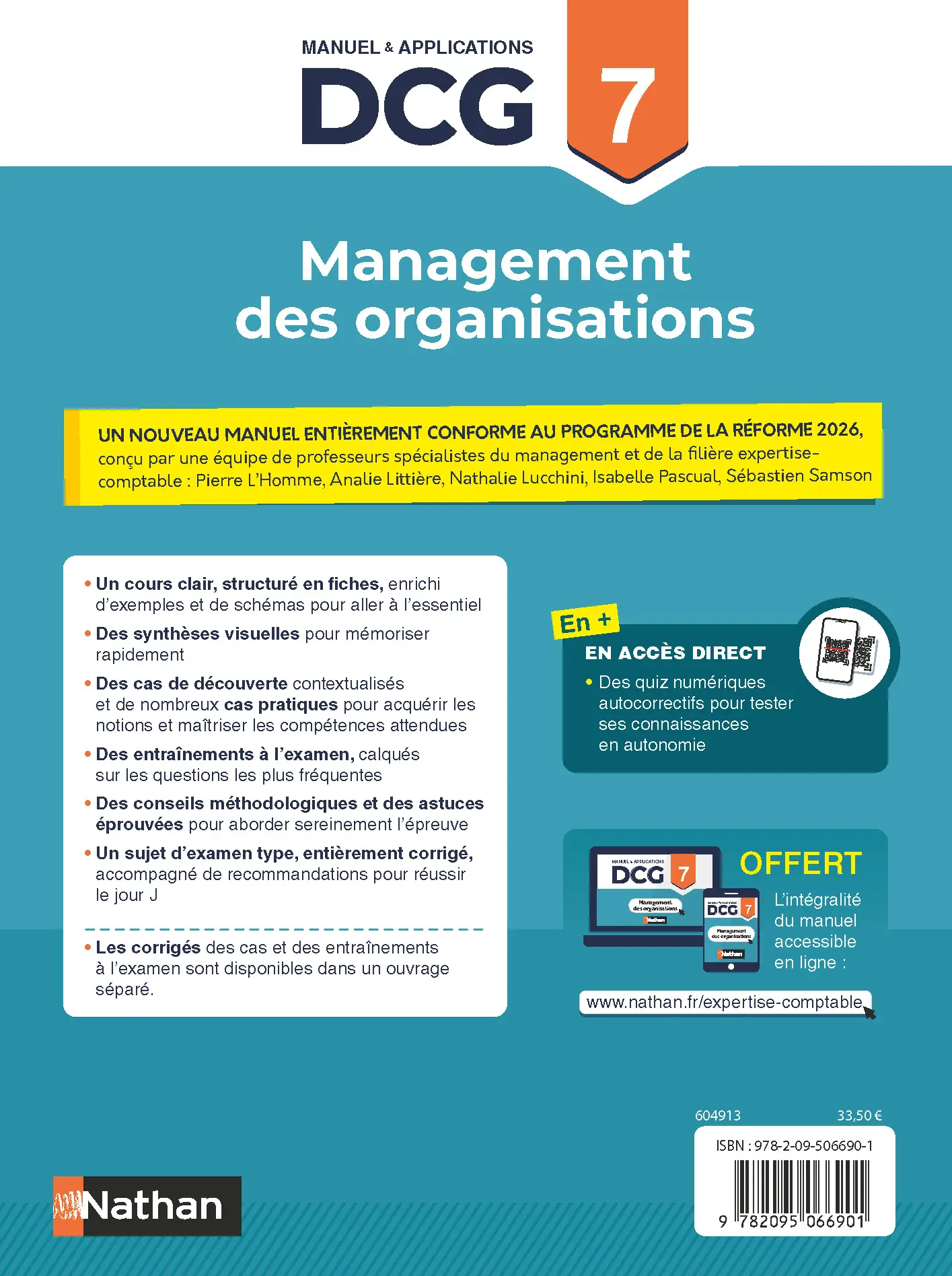 DCG 7 - Management des organisations - Manuel & Applications - Nouveau programme 2026 -  - 9782095066901 - page intérieure plat 4