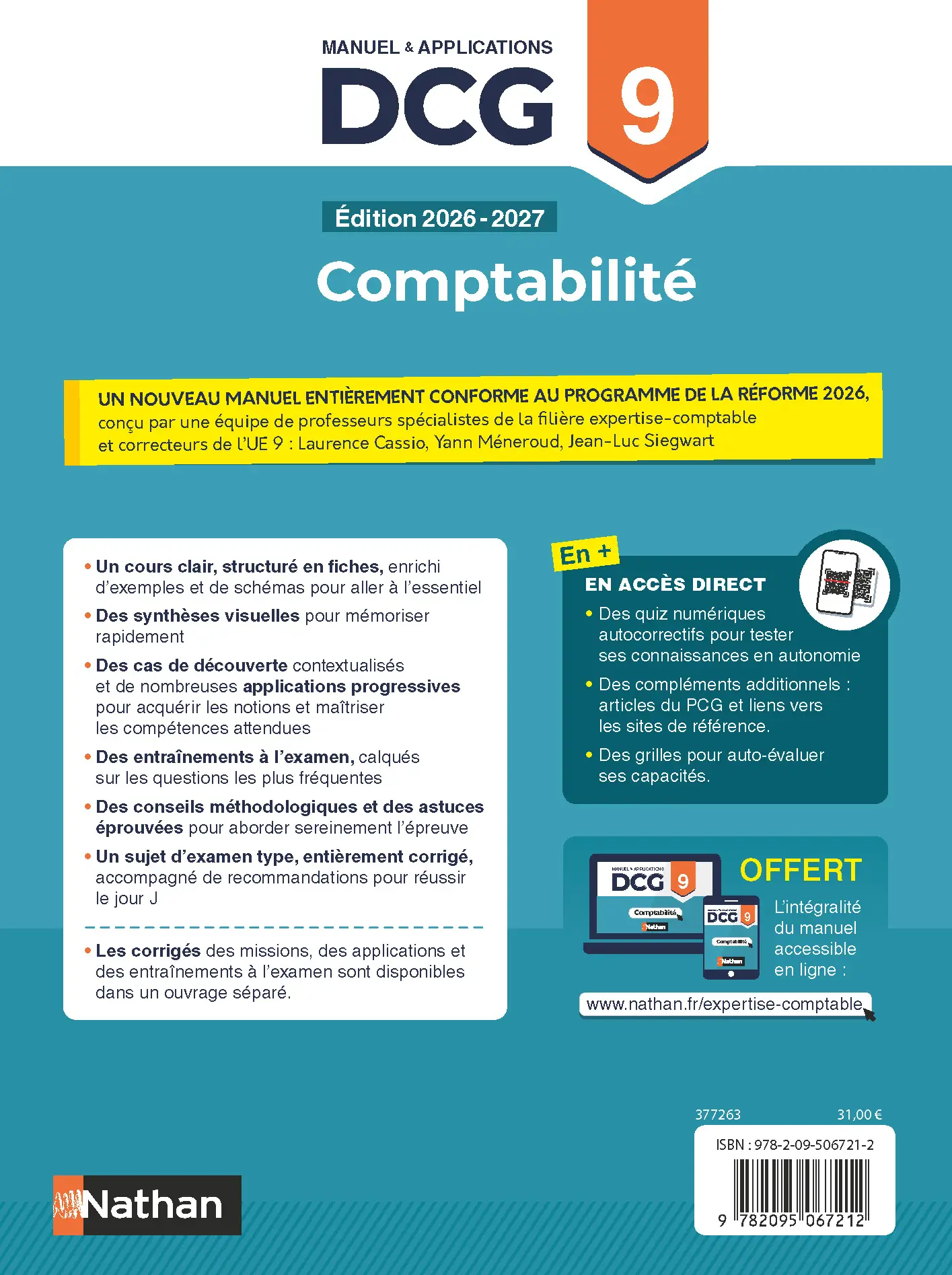 DCG 9 Comptabilité 2026-2027 - Manuel & applications avec entraînements - Préparation examen - Epreuve 9 - Nouveau programme 2026 -  - 9782095067212 - page intérieure plat 4