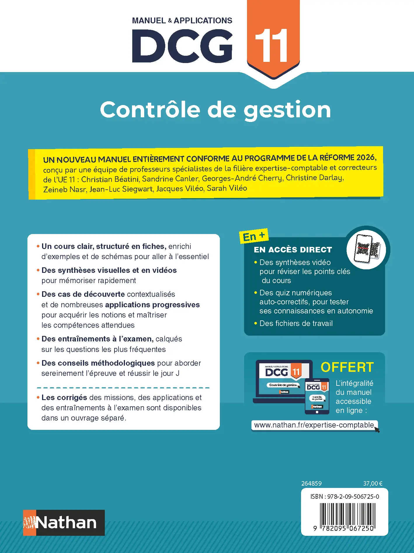 DCG 11 - Contrôle de gestion - Manuel & Applications - Nouveau programme 2026 -  - 9782095067250 - page intérieure plat 4