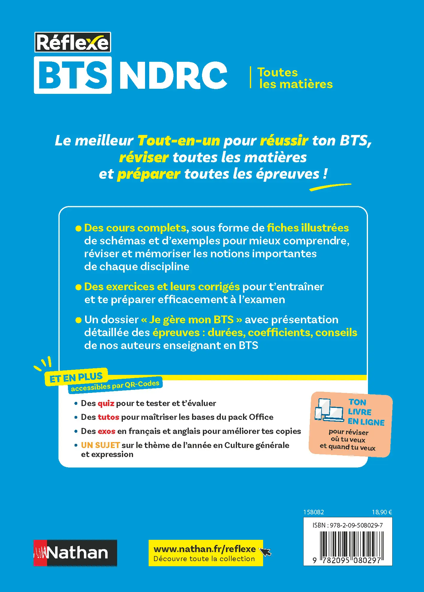 BTS NDRC Toutes les matières 2027-2028 - Réflexe | Négociation et digitalisation de la relation client | Cours, exercices corrigés et préparation examen - Livre de cours, méthode et exercices - 9782095080297 - page intérieure plat 4