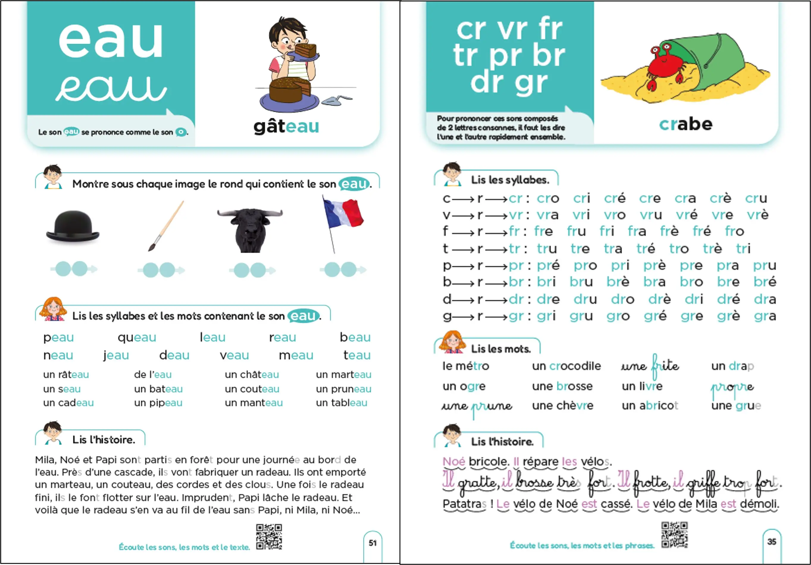 Méthode de lecture tout en audio  avec Mila et Noé - dès 5 ans - Livre - 9782095029913 - page-interieure001