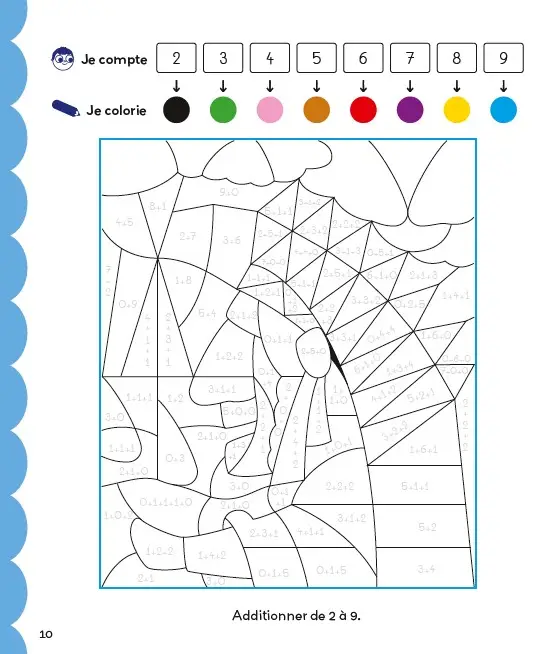 Additions magiques CP - Coloriages malins - Dès 6 ans - Cahier d'activités - 9782095029647 - page-interieure002