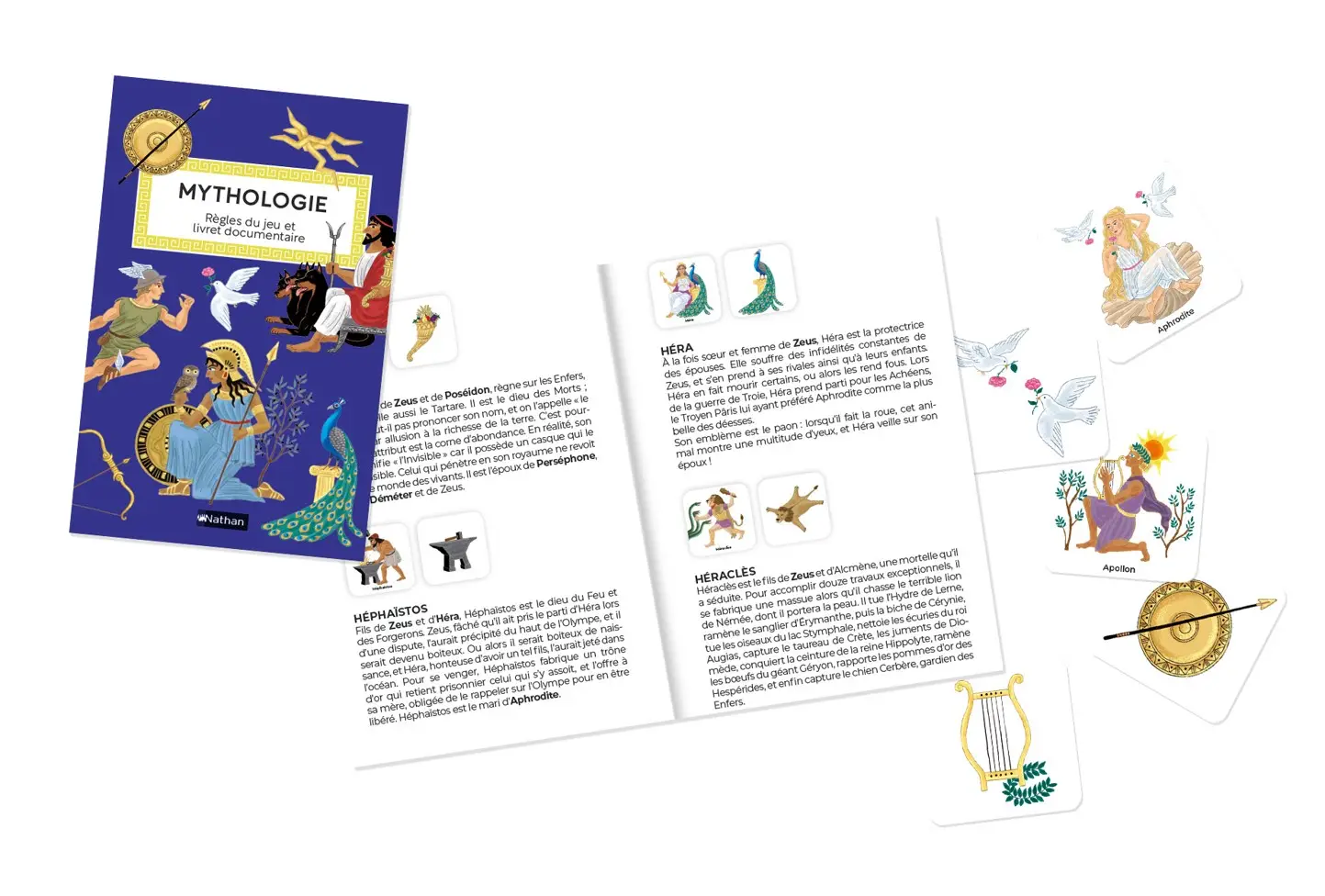 Mémo de la mythologie - 60 cartes + 1 livret pour plongez au coeur de la mythologie grecque en famille - dès 6 ans - Coffret - 9782095045739 - page-interieure01