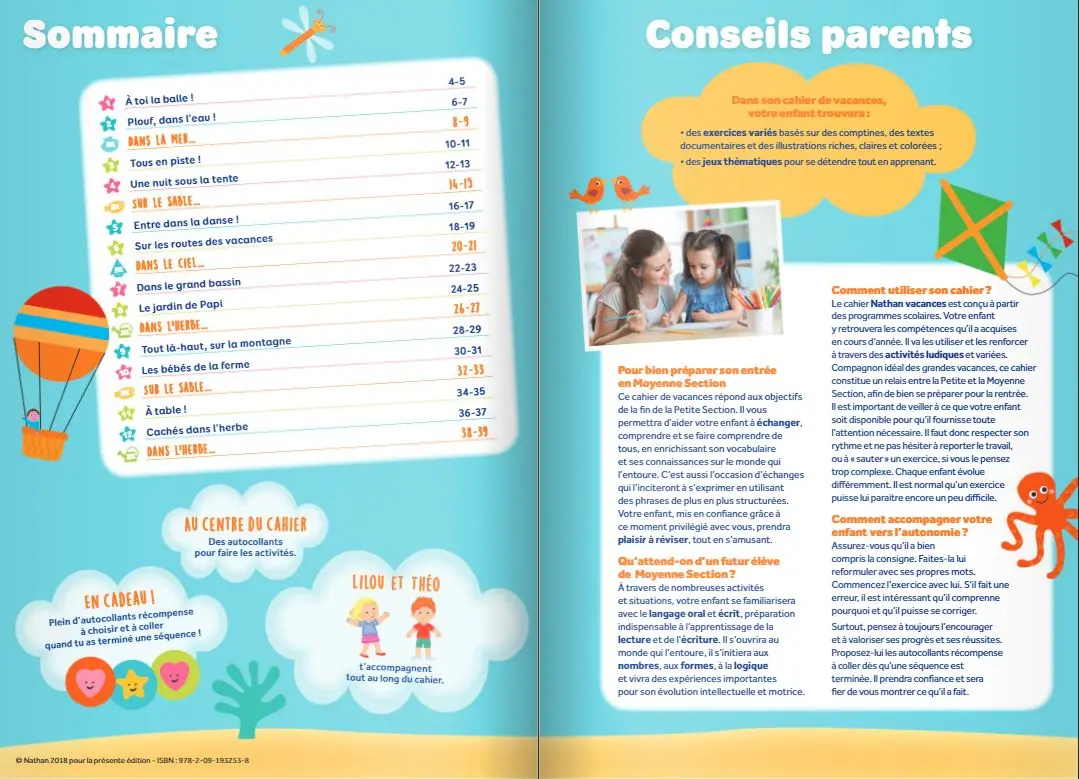 Cahier de Vacances 2026 de la PS vers la MS - Maternelle 3/4 ans - Cahier de vacances - 9782091932538 - page-interieure1