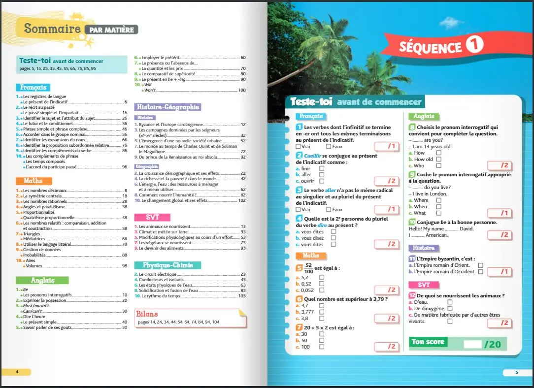 Cahier de Vacances 2026 de la 5ème vers la 4ème - Toutes les matières  - Cahier de vacances - 9782091932620 - page-interieure1