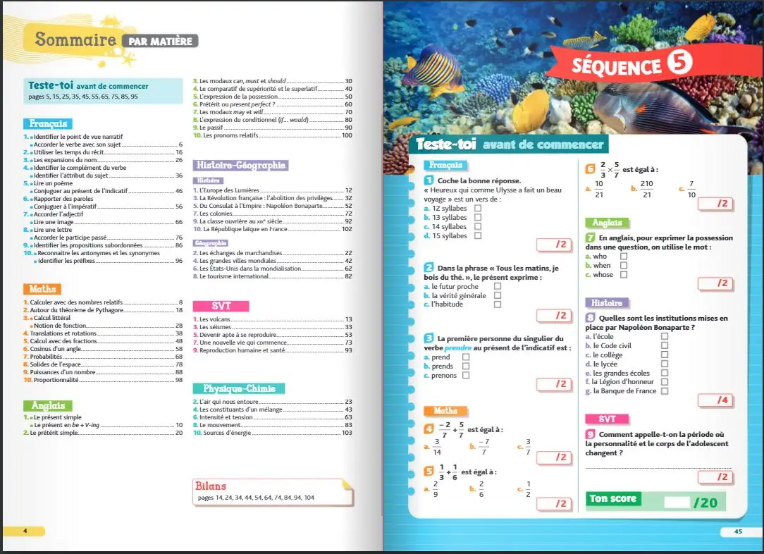 Cahier de Vacances 2026 de la 4ème vers la 3ème - Toutes les matières - Nathan Vacances collège - Cahier de vacances - 9782091932637 - page-interieure1