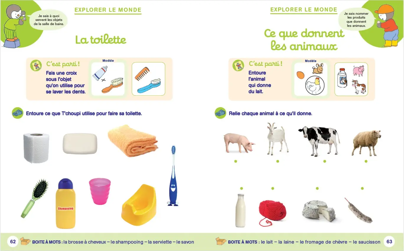 Ma petite section avec T'choupi - Les grandes notions de maternelle : graphisme, nombres 3/4 ans - Cahier d'exercices - 9782091933764 - page-interieure1