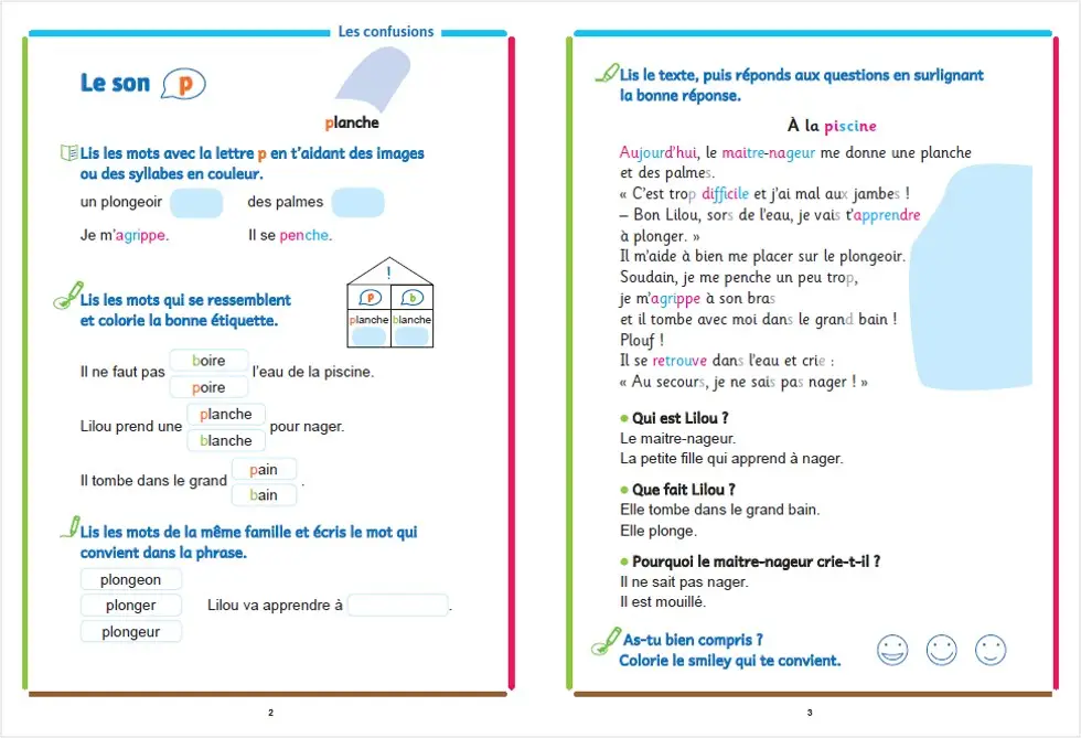 Cahier de lecture adapté aux enfant DYS ou en difficulté  - Dès 7 ans - Cahier d'exercices - 9782091934044 - page intérieure1