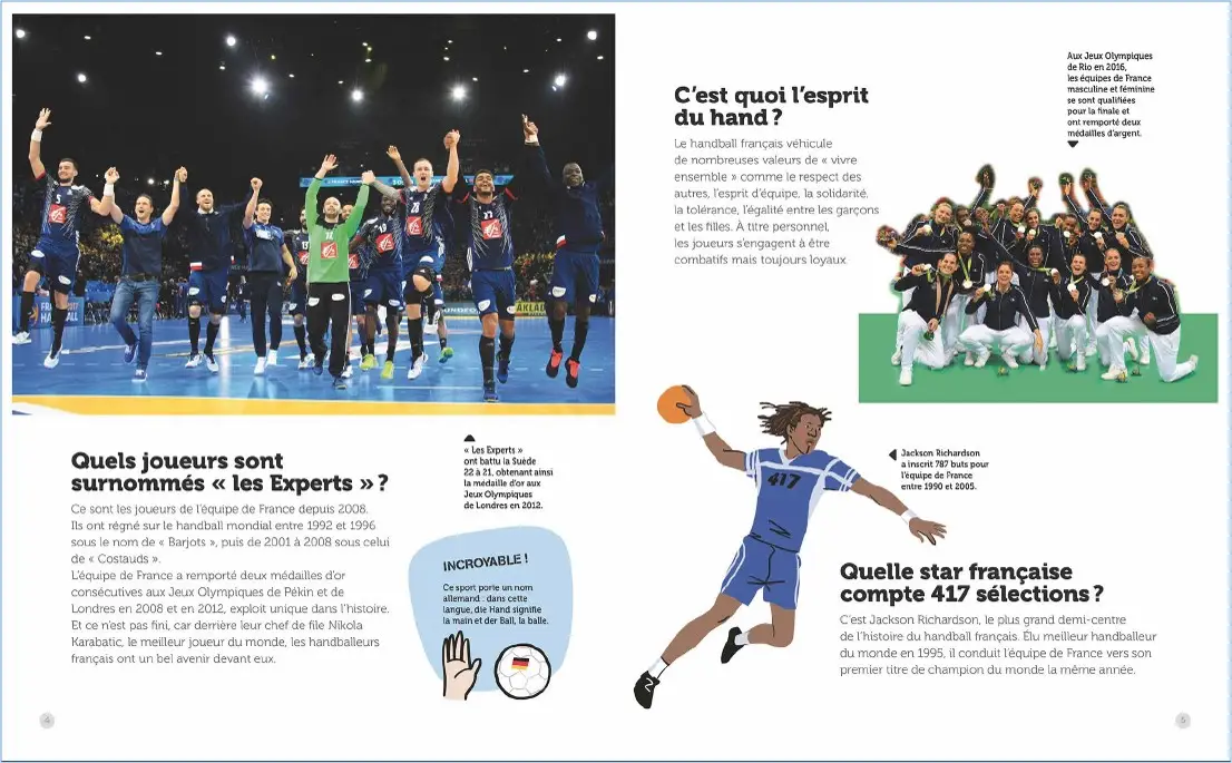 Passion handball - Questions/Réponses - doc dès 7 ans - Livre documentaire - 9782092492673 - page intérieure1