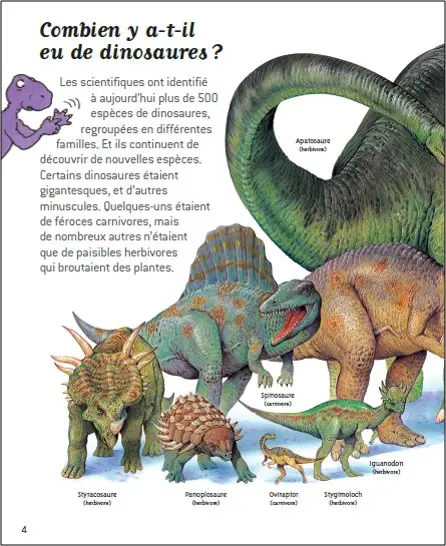 Au temps des dinosaures - Questions/Réponses - doc dès 7 ans - Livre documentaire - 9782092492840 - page intérieure1