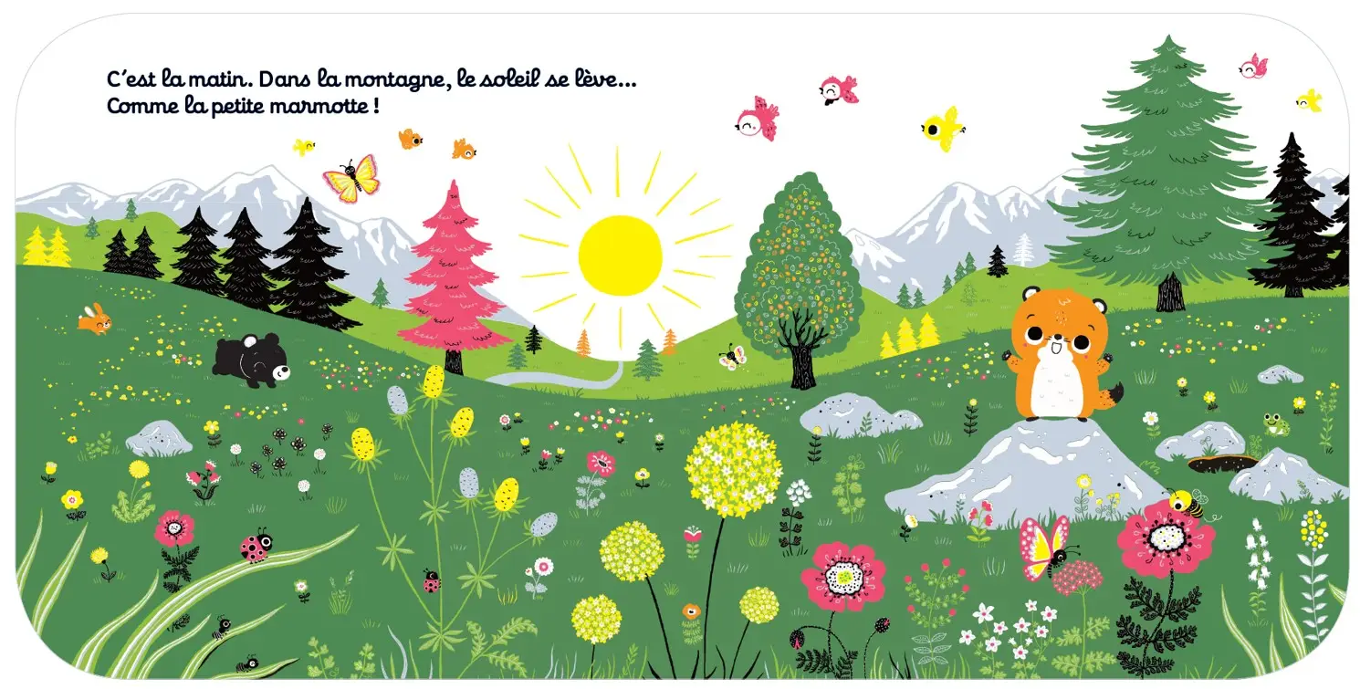 Regarde dans la montagne - Livre d'éveil à toucher pour les bébés, dès 6 mois - Livre d'éveil - 9782092492857 - page-interieure1