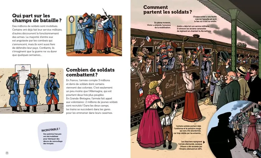 La Première Guerre mondiale - Questions/Réponses - Dès 7 ans - Livre documentaire - 9782092495490 - page-interieure1