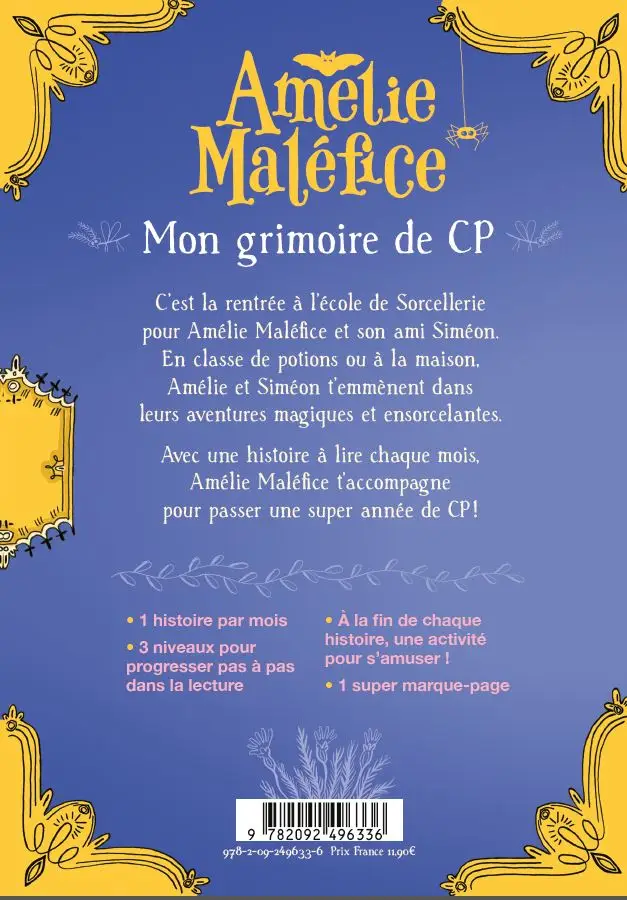 Amélie Maléfice : Mon Grimoire de CP  - Une histoire par mois pour rentrer dans la lecture - 3 niveaux - Dès 6 ans - Roman - 9782092496336 - page-interieure1