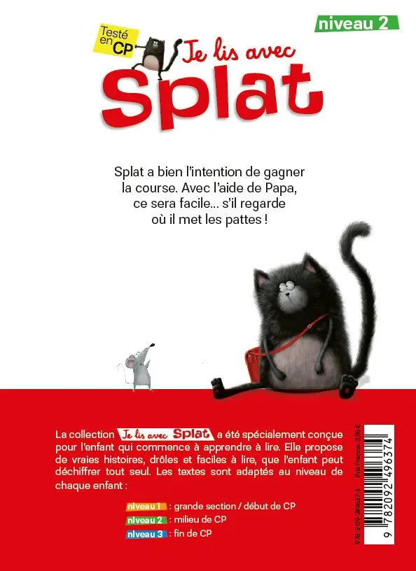 Je lis avec Splat : Splat et la course à trois pattes - Niveau 2 - Dès 6 ans - Roman - 9782092496374 - page-interieure1