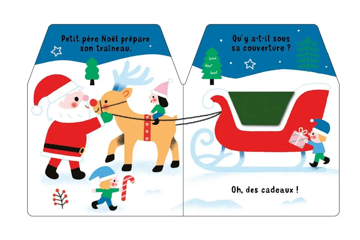 Cache-cache petit père Noël - Livre matière - éveil -  Dès 6 mois - Livre d'éveil - 9782092497081 - page-interieure1