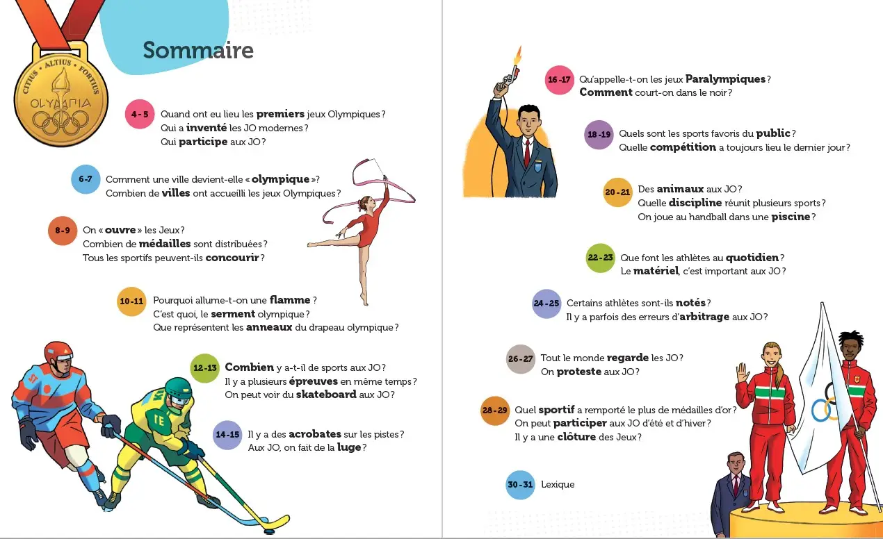 Les Jeux Olympiques - Questions/Réponses - Pour tout savoir sur l'Histoire et le déroulé des Jeux Olympiques - Pour les enfants à partir de 7 ans - Livre documentaire - 9782092564042 - page-interieure1