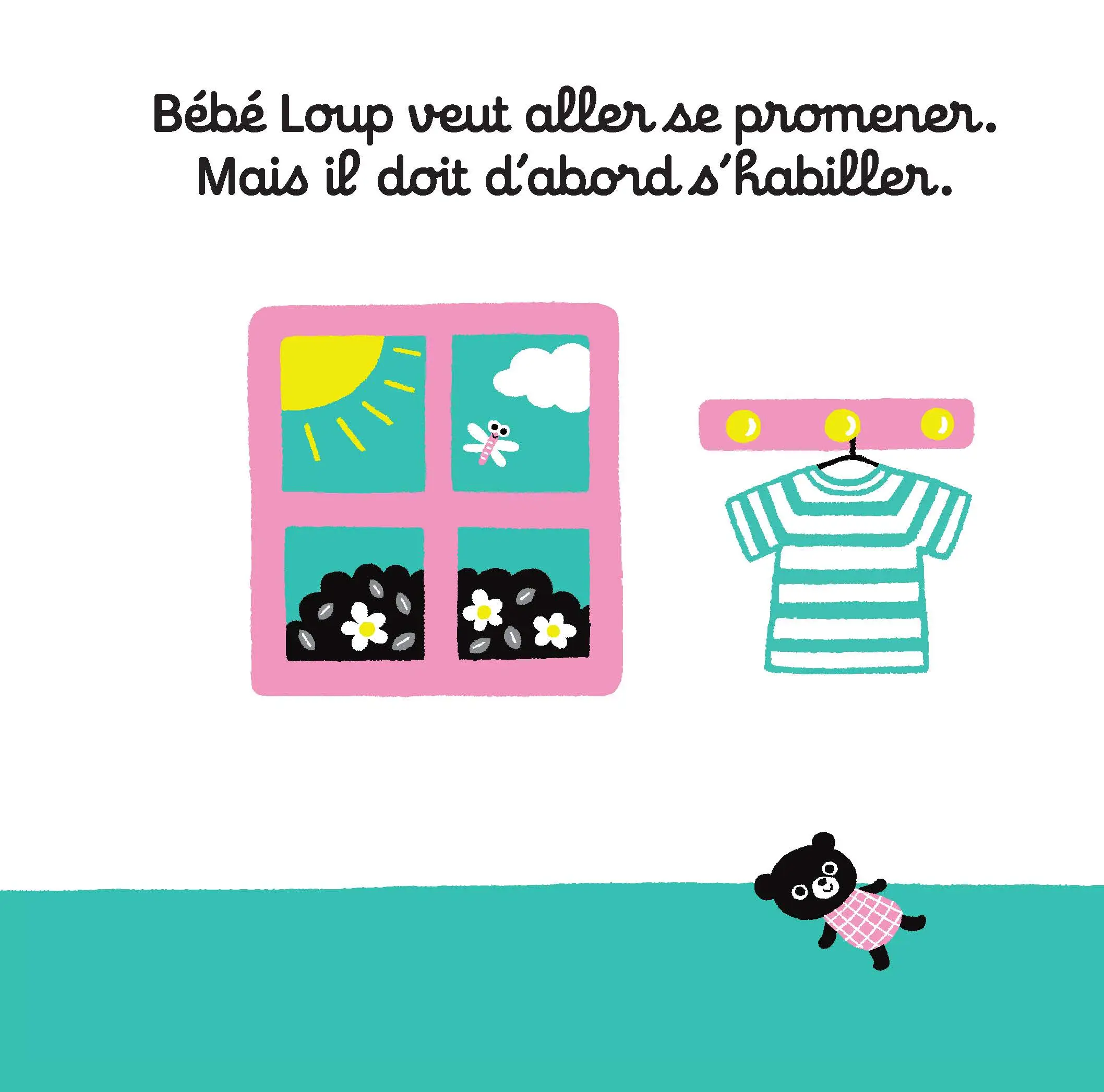 Bébé Loup s'habille - Livre jeu dès 15 mois - Livre d'éveil - 9782092589830 - page intérieure1