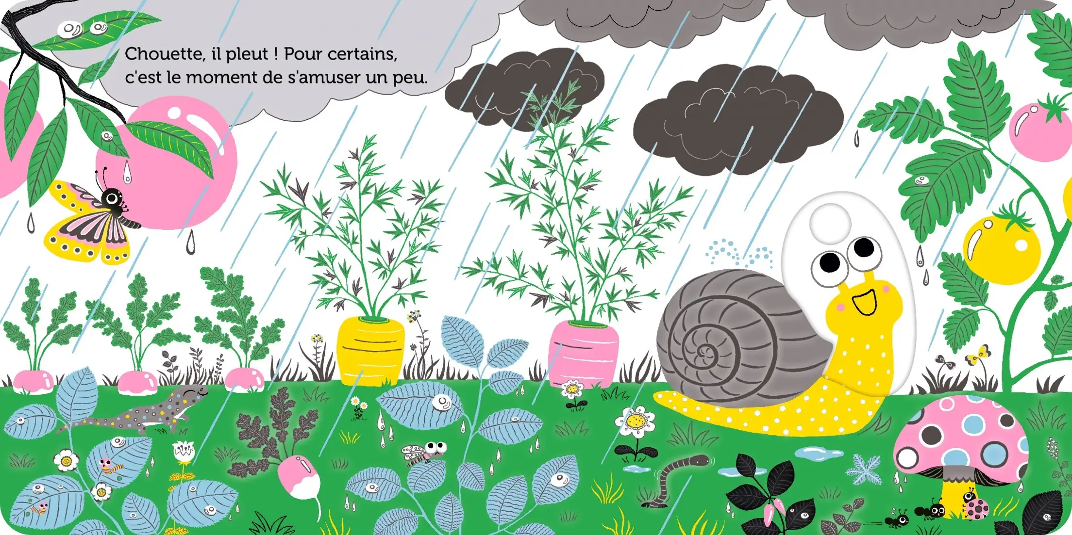 Promenade sous la pluie - livre d'éveil animé, pour les bébés dès 6 mois - Livre d'éveil - 9782092592731 - page intérieure1