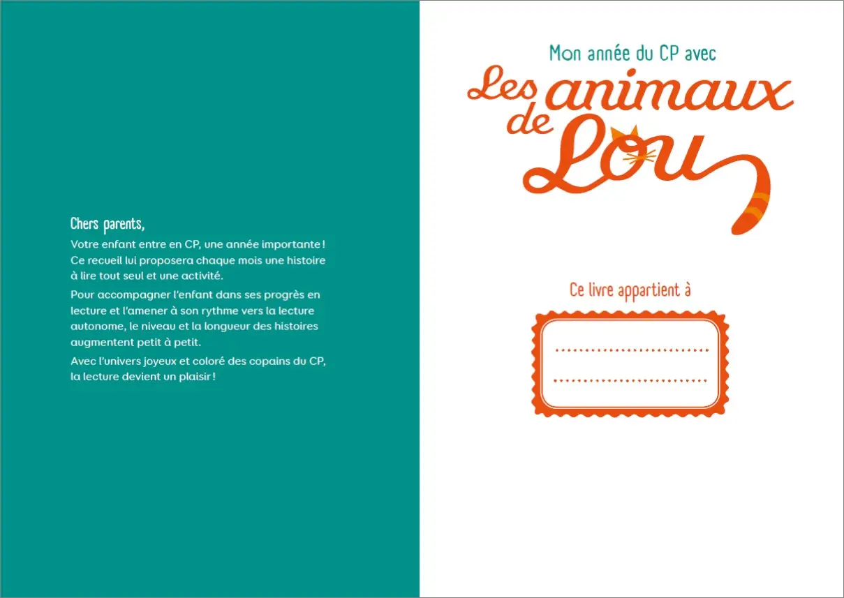 Mon année de CP avec les animaux de Lou : Une histoire par mois pour entrer dans la lecture ! Dès 6 ans - Roman - 9782092595787 - page intérieure1