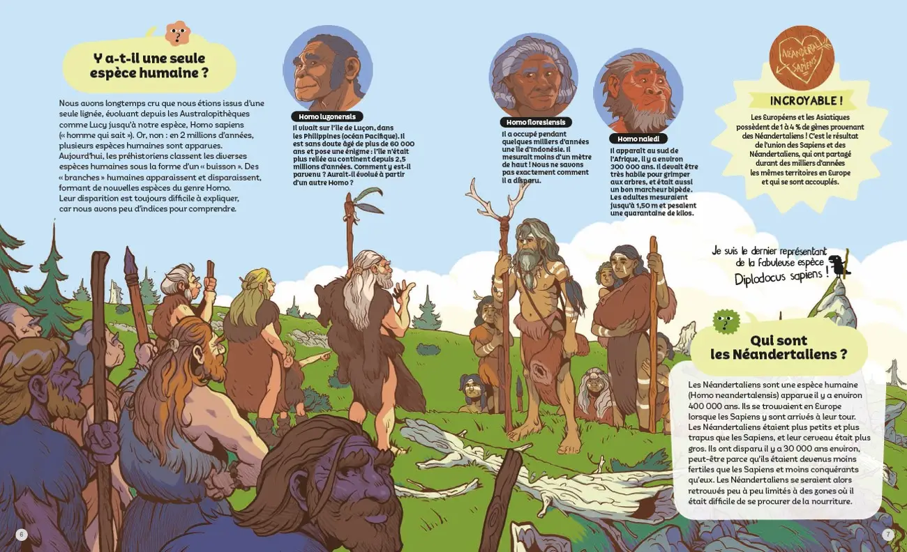 La préhistoire - Questions/Réponses - Un voyage fascinant  à la découverte de nos origines - dès 7 ans - Livre documentaire - 9782095000684 - page-interieure1