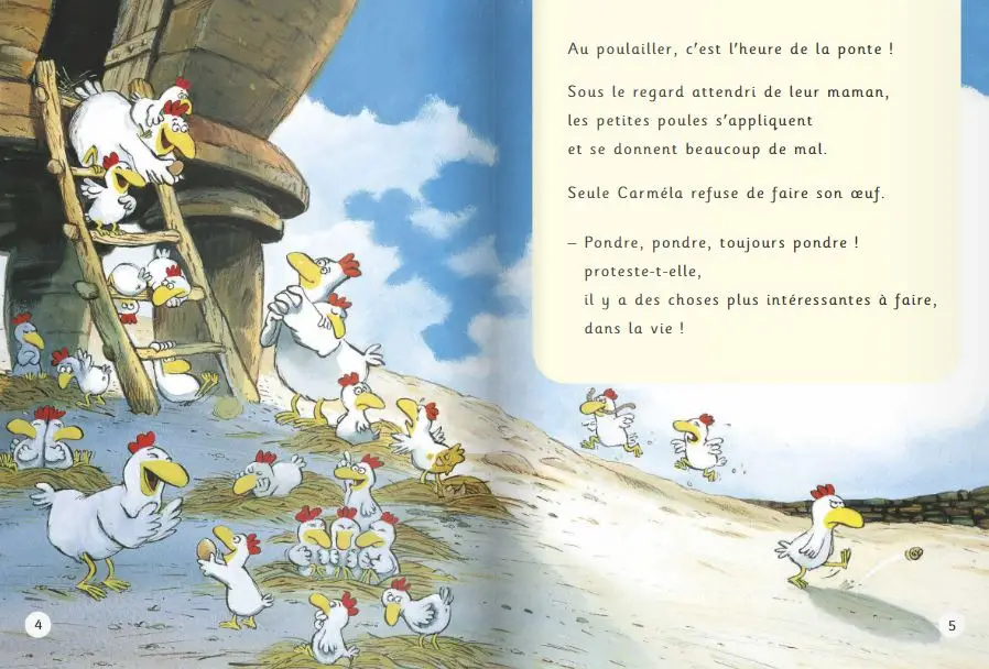 La petite poule qui voulait voir la mer - Album Dyscool - adapté aux enfants DYS ou dyslexiques - Dès 6 ans - Roman - 9782095020132 - page-interieure1
