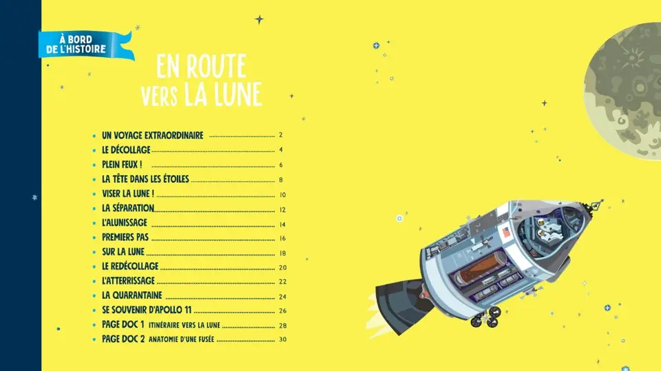 En route vers la lune à bord d'Apollo 11 - A bord de l'Histoire - Dès 7 ans - Livre documentaire - 9782095020798 - page-intérieure1