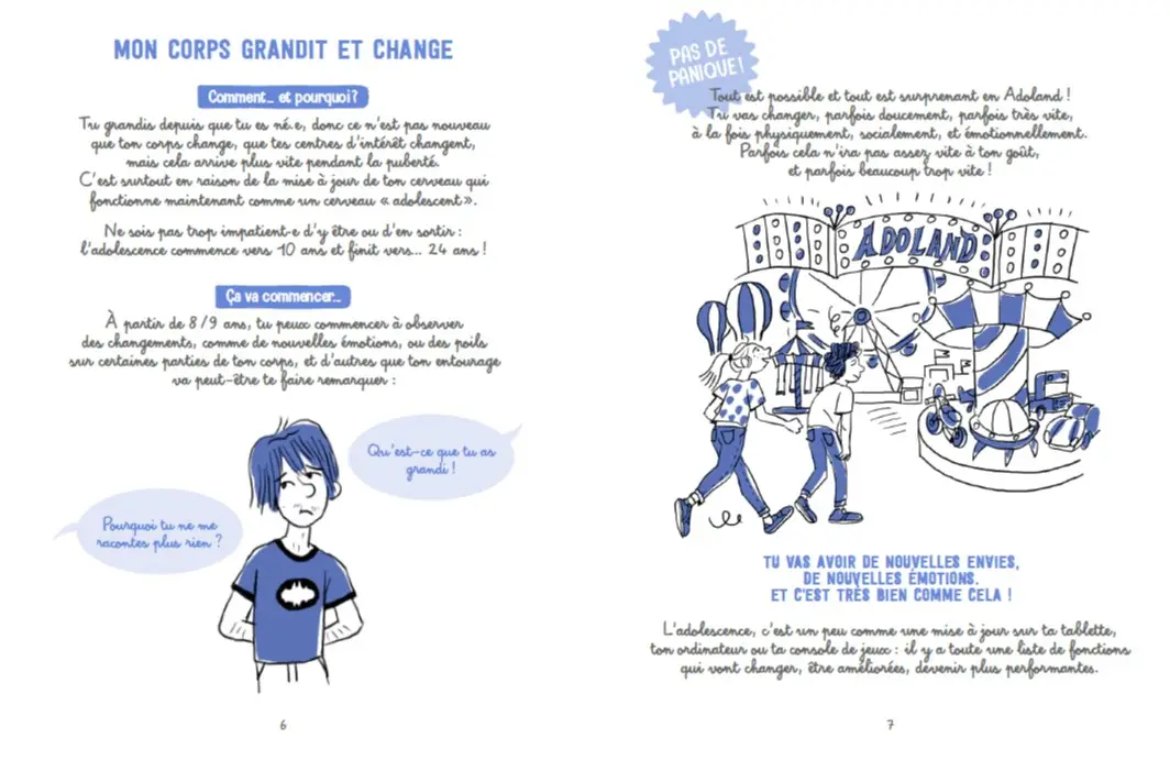 Adoland - Ton corps, tes émotions, qui tu deviens... Toutes les questions qui vont  se poser à l'adolescence - Dès 10 ans - Livre documentaire - 9782095022372 - page-interieure1