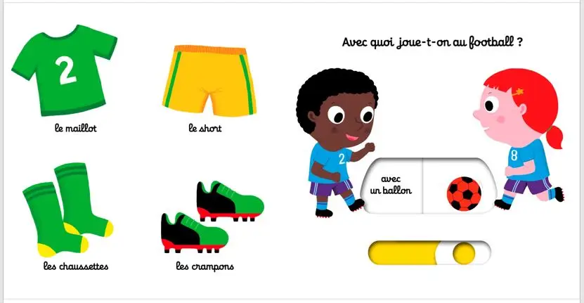 Mon imagier animé Kididoc - le football - nouvelle édition - Dès 1 an - Livre documentaire - 9782095025793 - page-interieure1