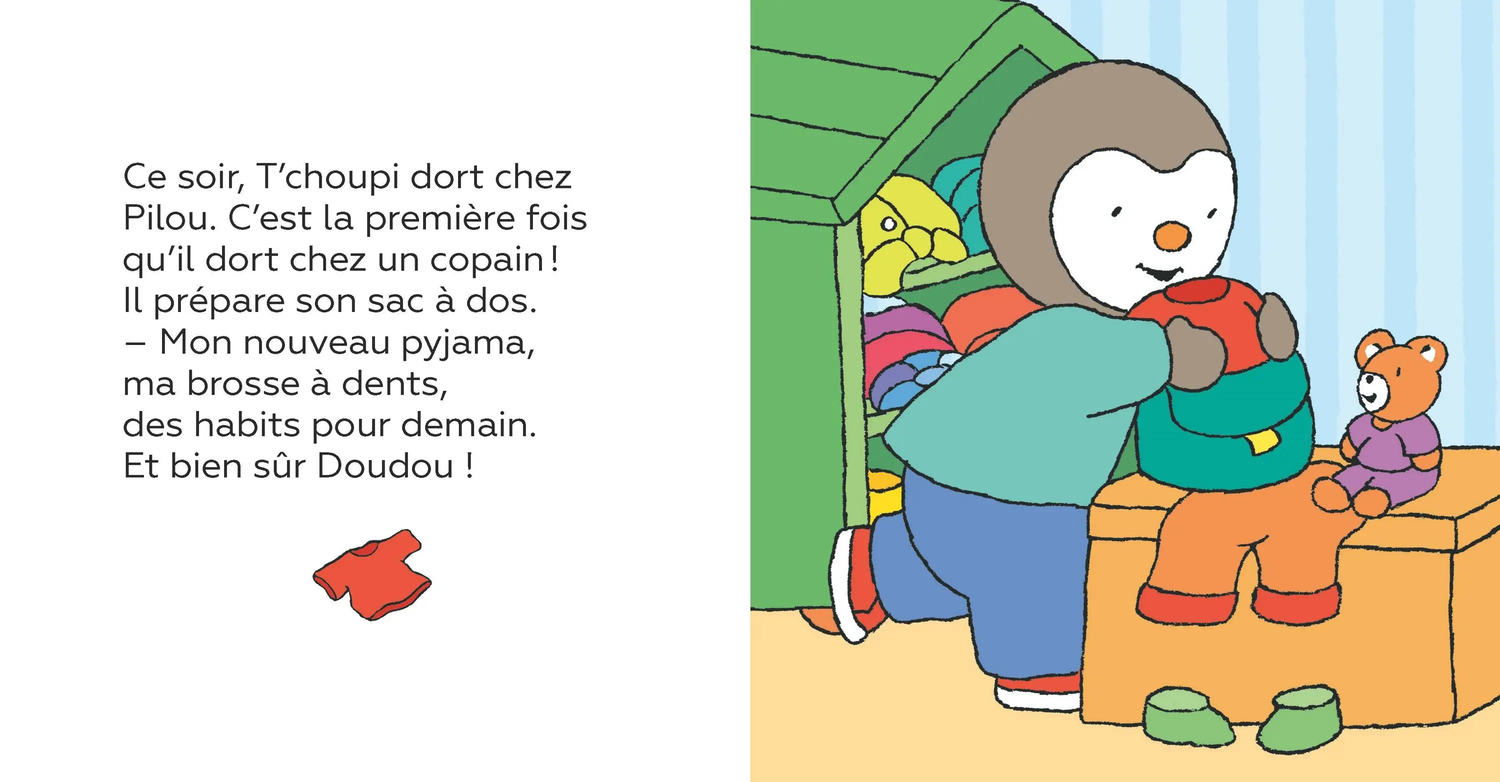  T'choupi dort chez un copain - Dès 2 ans - Un livre à lire et à écouter - Album(s) - 9782095029296 - page-interieure1