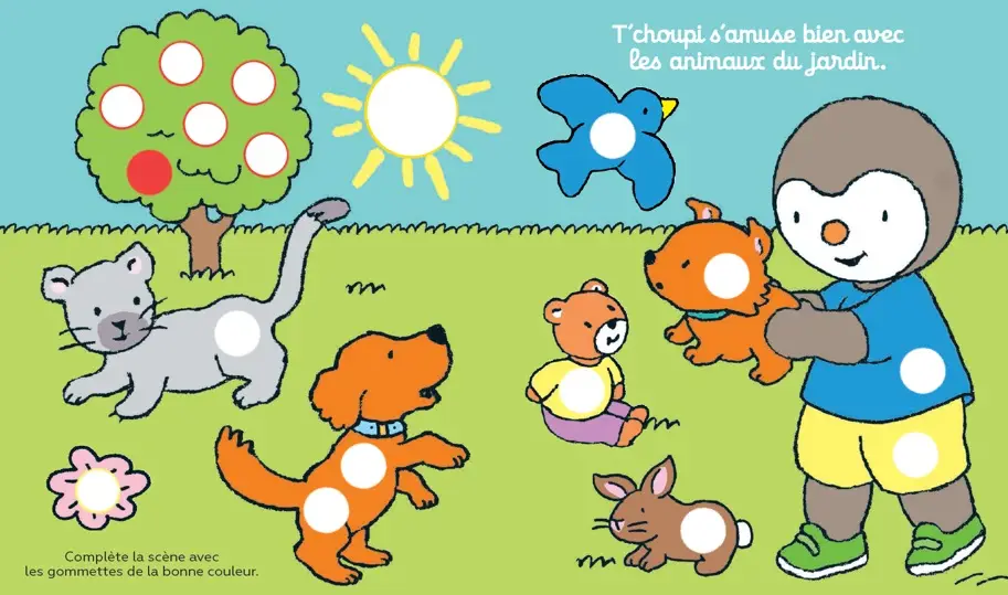T'choupi - Mes gommettes les animaux avec plus de 150 gommettes repositionnables- Dès 2 ans - Cahier d'activités - 9782095029326 - page-interieure1