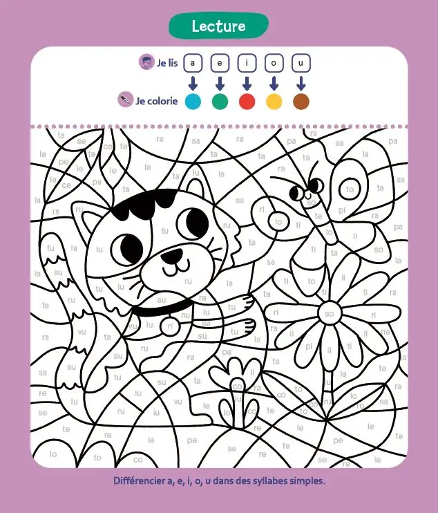 CP - Coloriages malins - Lecture et calcul CP - Pour apprendre en coloriant - 6-7 ans - Chatons - Cahier d'activités - 9782095029661 - page-interieure1