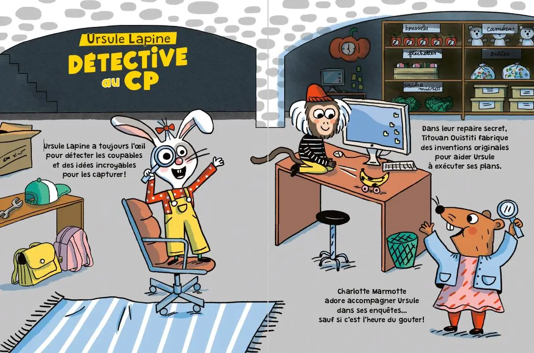 Ursule Lapine, détective au CP: Les clous du spectacle - Lune Bleue - Dès 6 ans - Roman - 9782095030698 - page-interieure1