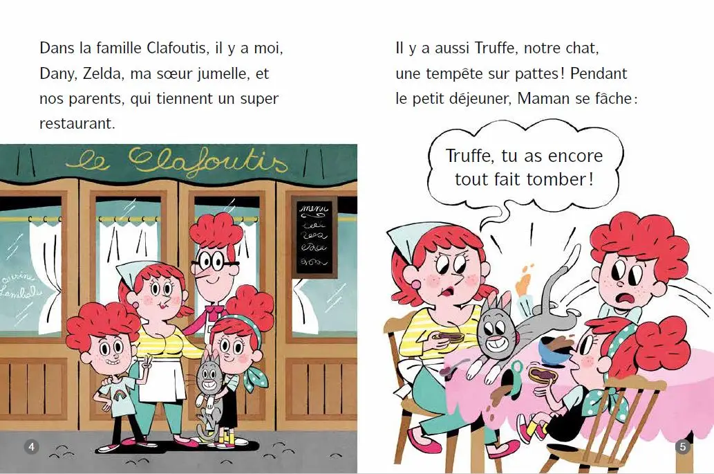 La famille Clafoutis - Pas de blinis pour le chaton !  Lune bleue Dès 6 ans - Roman - 9782095034344 - page-interieure1