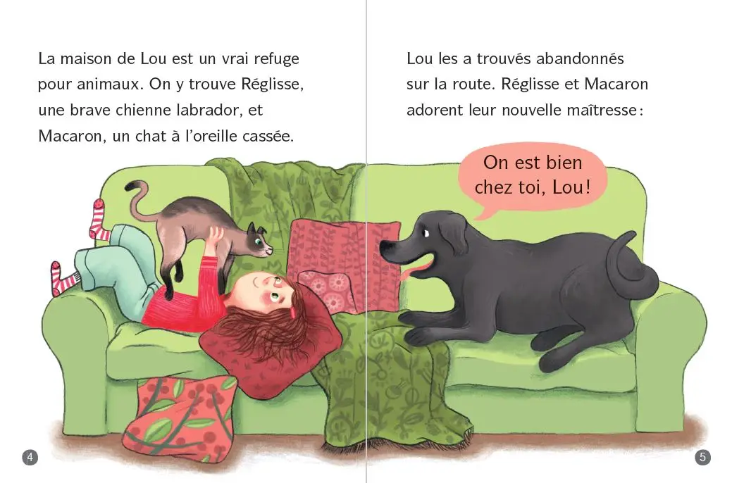 Les animaux de Lou, ne pleure plus, Petit Roux ! - Lune bleue - Dès 6 ans - Roman - 9782095036249 - page-interieure1