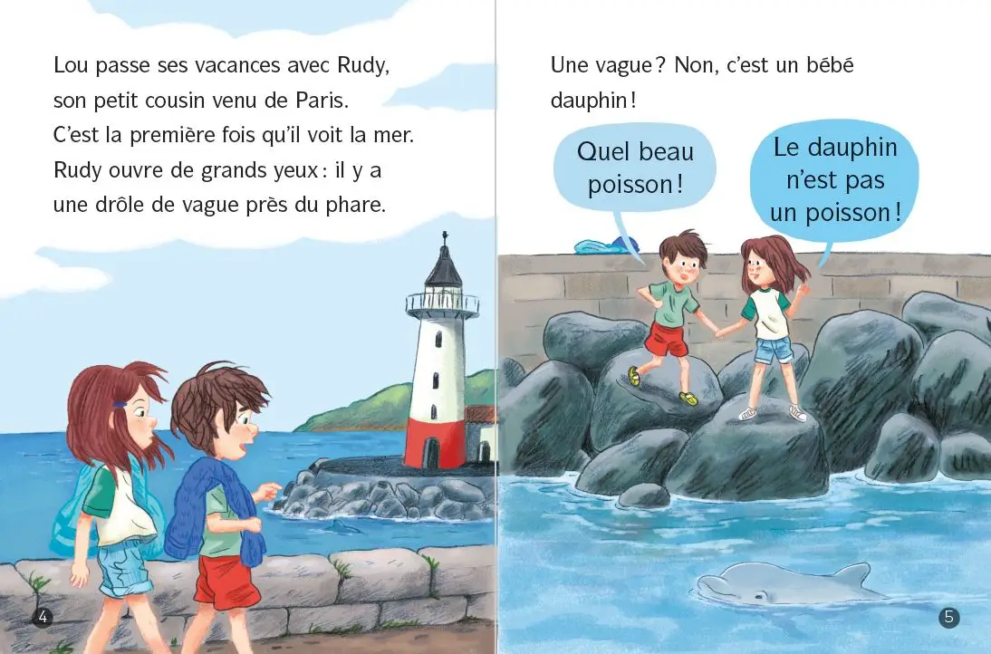Les Docs de Lou - Tout sur les dauphins ! - Lune Bleue - Dès 6 ans - Roman - 9782095038106 - page-interieure1
